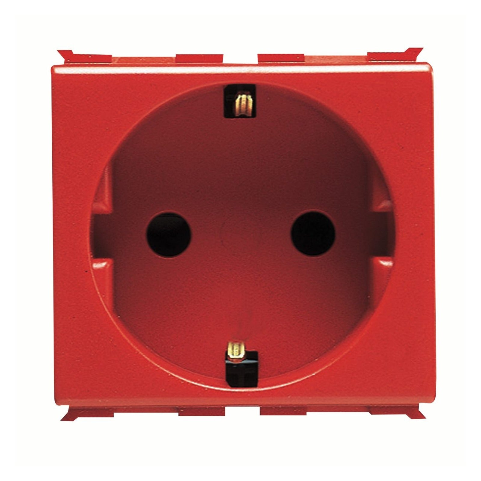 Base norma alemana 250 Vac Gewiss, para líneas dedicadas, 2P+T 16A, 2 módulos, rojo, Playbus - referencia GW30322