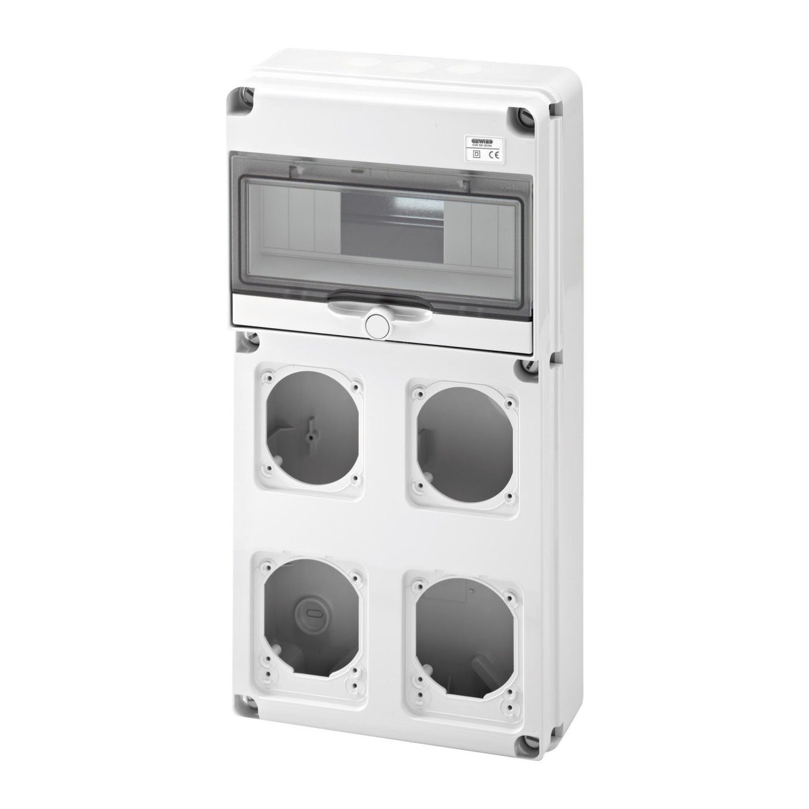 Q-DIN 10 módulos Gewiss, 2 bases alojables IEC 16A + 2 IEC 16/32A, IP65 - referencia GW68003N