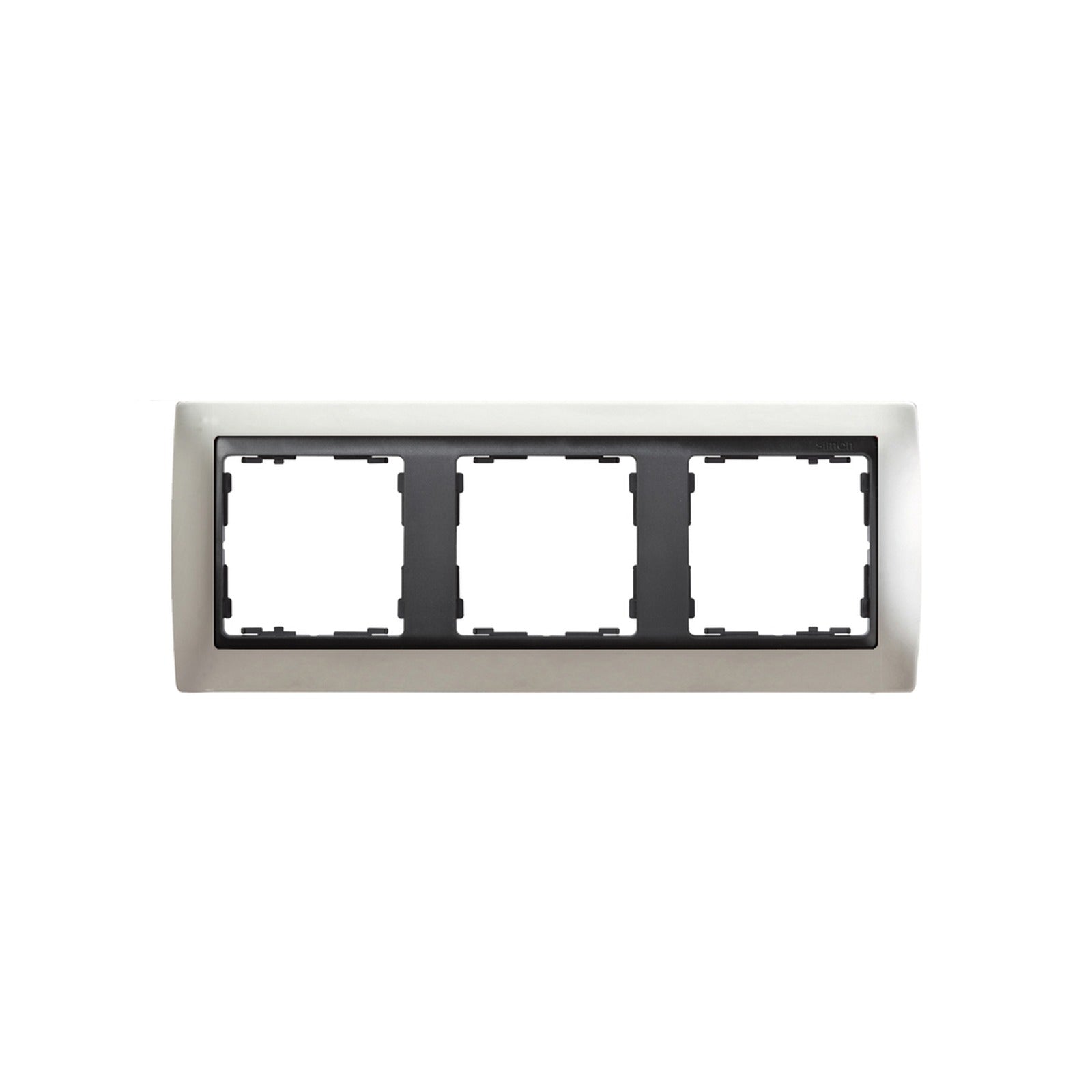 Marco para 3 elementos aluminio mate interior grafito Simon 82 - referencia 82834-33