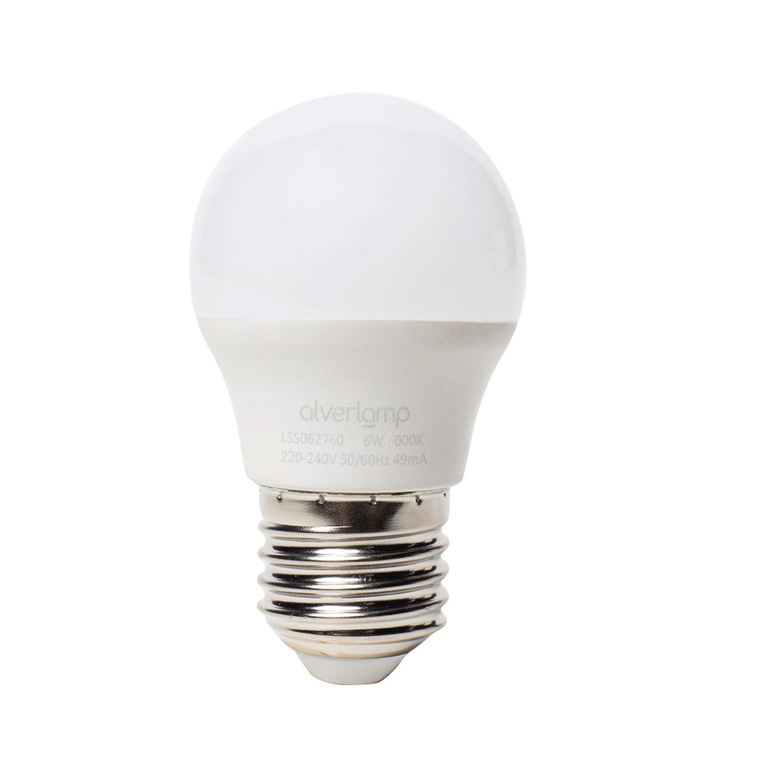 Lámpara esférica smd 6w e27 Ø45 x h82 160 grados Alverlamp LSS062760, 6W, 5700K - referencia LSS062760