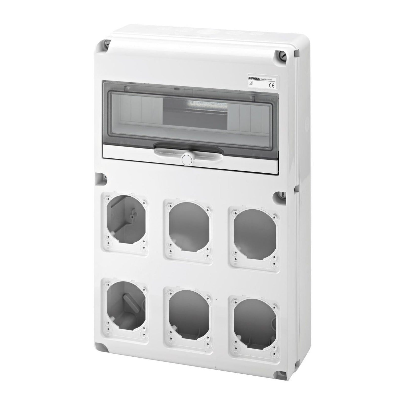 Q-DIN 14 módulos Gewiss, 6 bases alojables IEC 309 16/32A IP44/67, IP65 - referencia GW68008N
