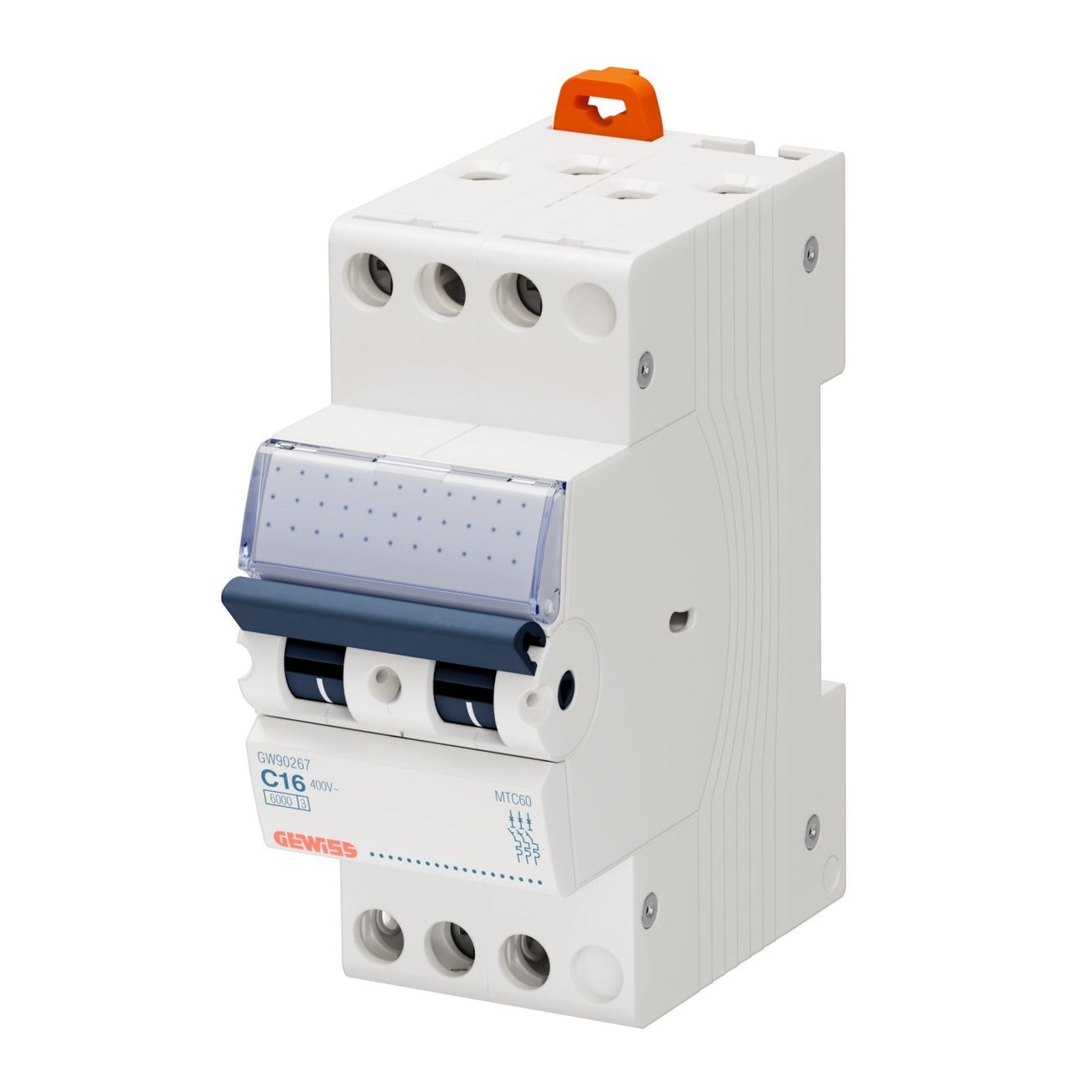 Interruptor magnetotérmico compacto Gewiss, mtc 60, 3p curva c 16A, 2 módulos - referencia GW90267