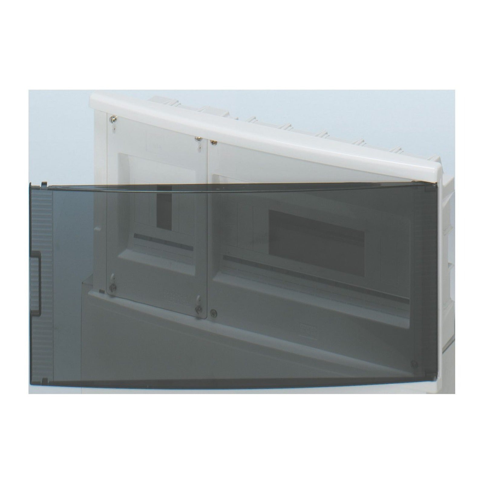 Cuadro de distribución para icp Gewiss, montaje empotrado, norma española, precintable, 4+12m, con puerta transparente ahumada-IP40 - referencia GW40337