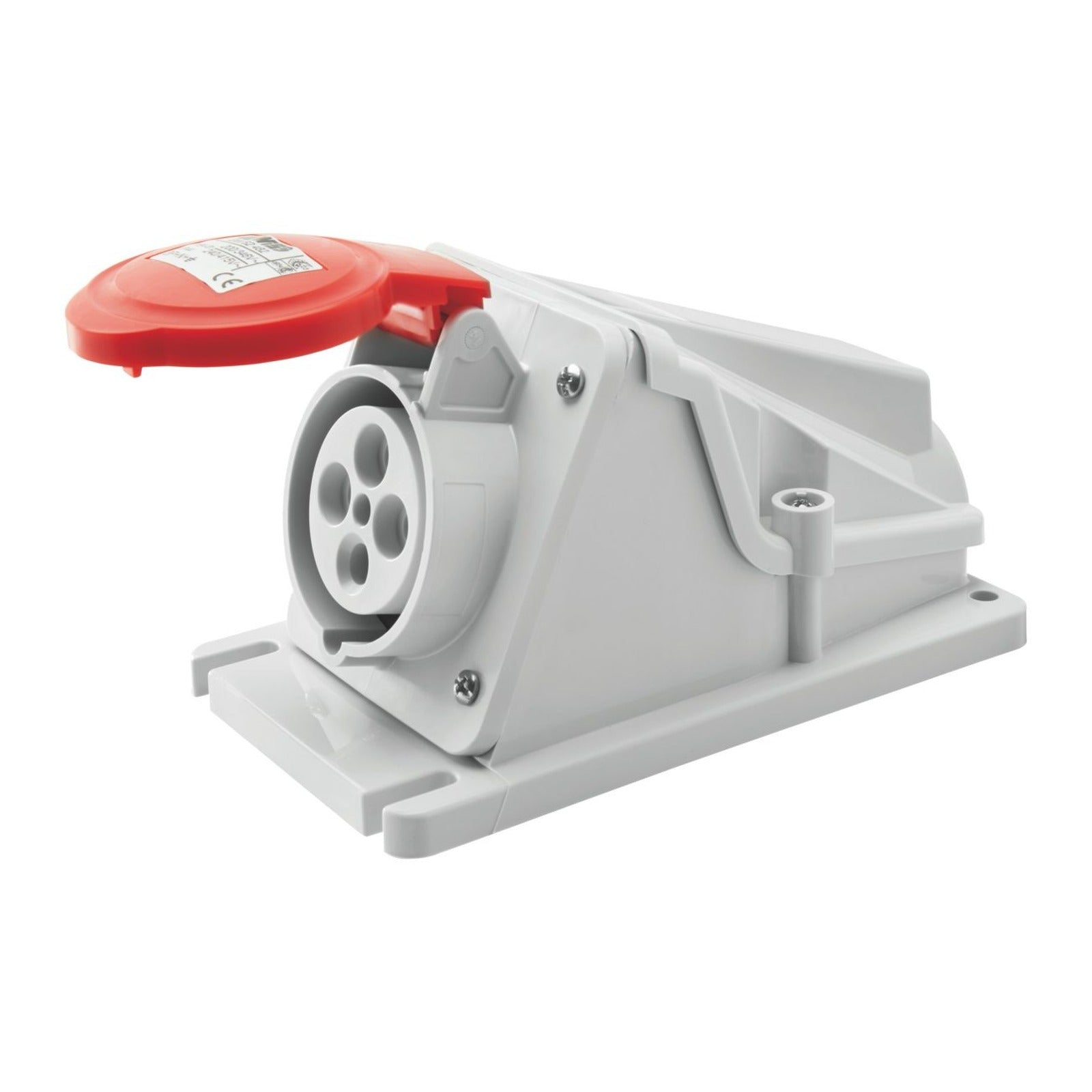 Base fija de pared a 90° Gewiss, IP44, 3P+T 32A 380-415 V 50/60 Hz, rojo, 6h, conexión por tornillo - referencia GW62492