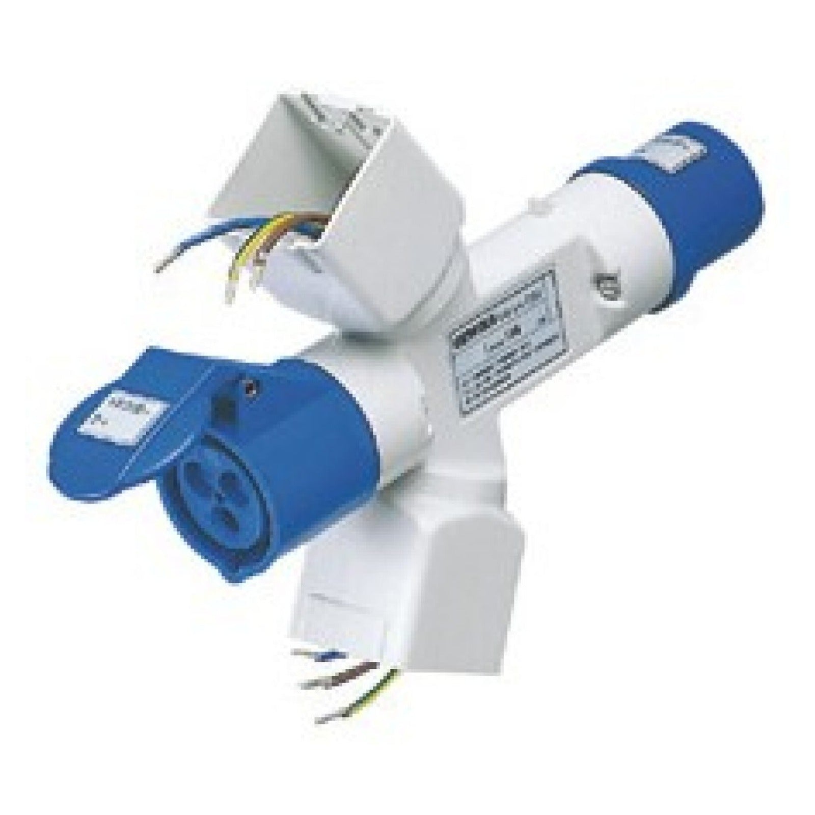 Derivador adaptador móvil IP44 Gewiss, 2 salidas derivadas, preparado para 2+2 módulos System, clavija 2P+T 16A 230 V CA, 50/60 Hz, 1 base 2P+T 16A 230 V CA - referencia GW64232