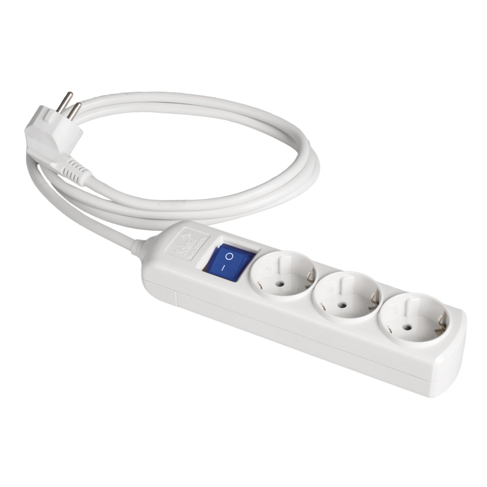 Prolongador con 3 bases 2P+T, 16A 250V~, Con interruptor luminoso. 1,5 m de cable Solera 8013IL - referencia 8013IL