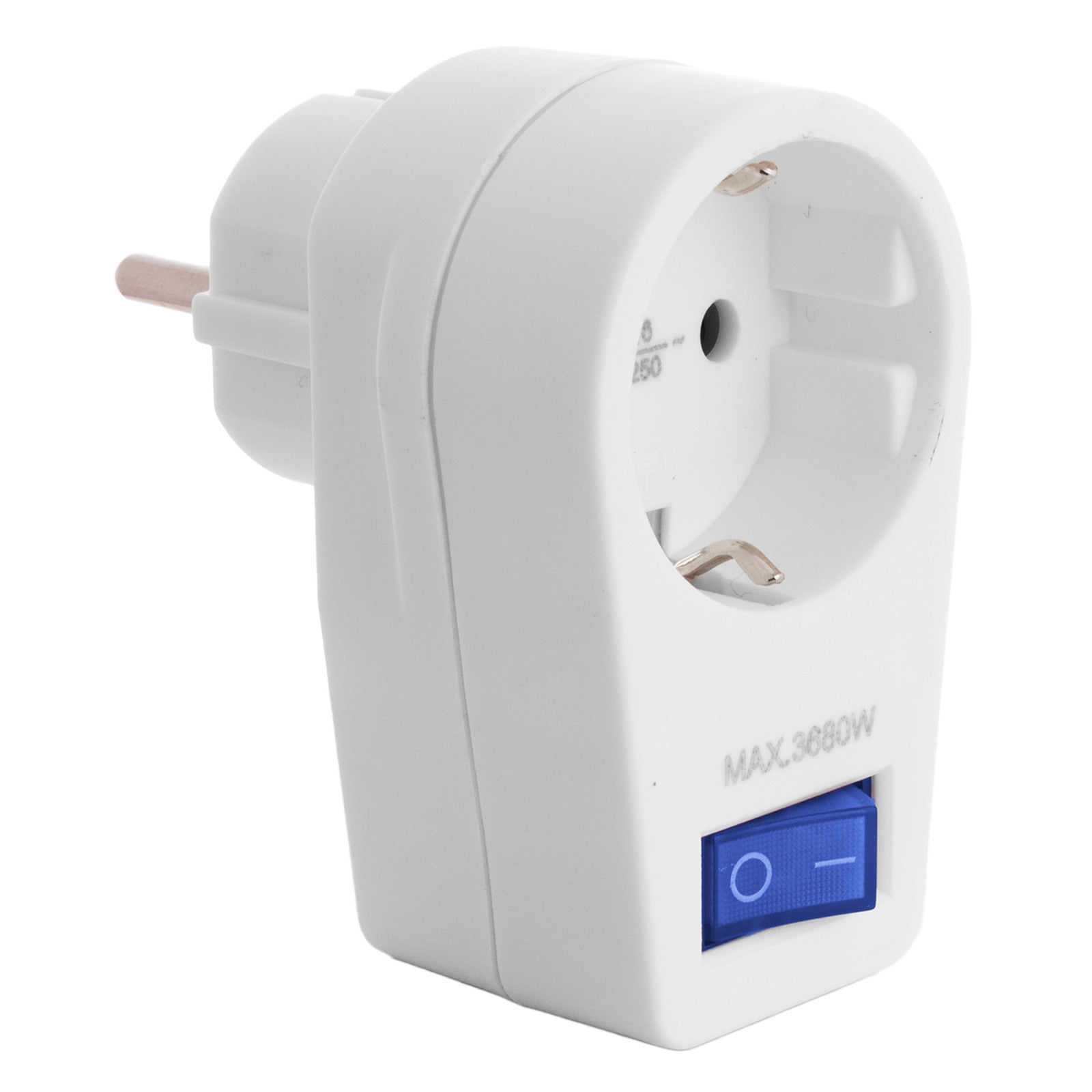 Adaptador 2P+T, 16A 250V~. Color blanco. Con interruptor luminoso Solera 860IL - referencia 860IL