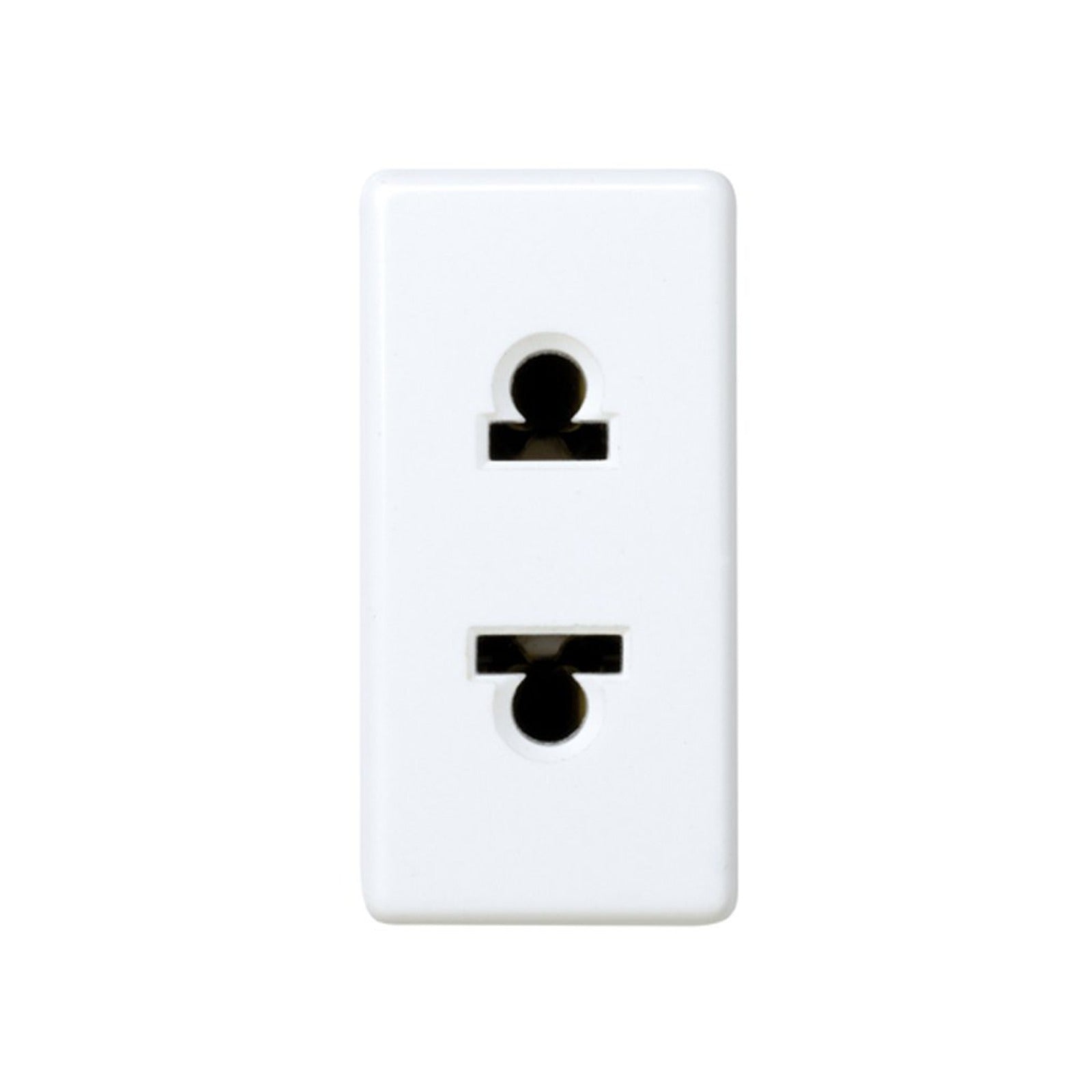 Base de enchufe bipolar mixta (europea-americana) 10 A 250 V~ de medio elemento con embornamiento a tornillo blanco Simon 27 Play - referencia 27438-34