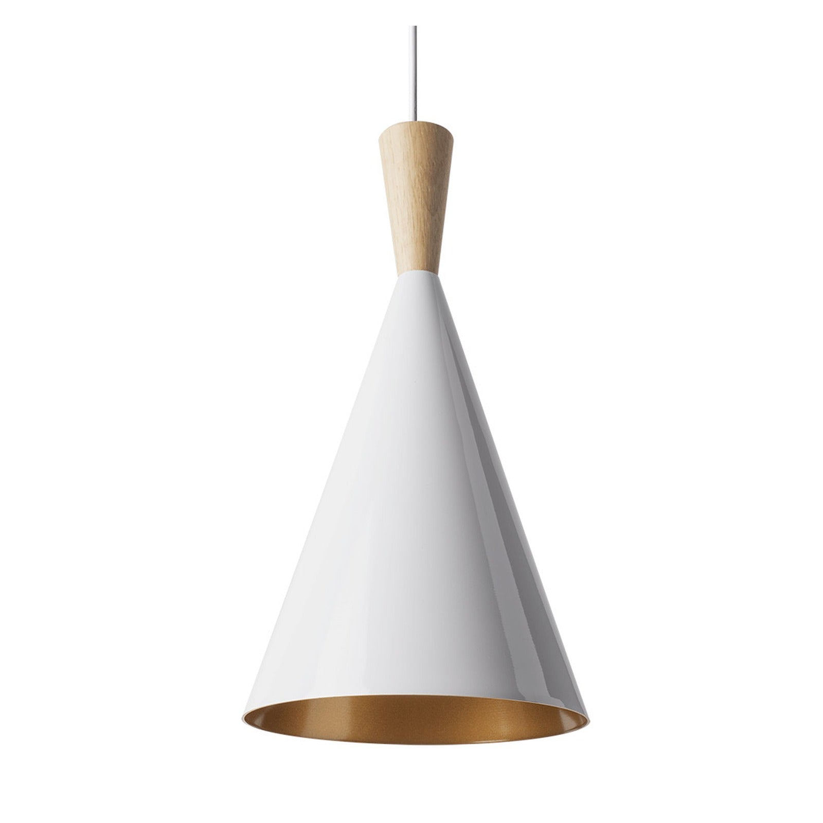 Lámpara colgante circular cono blanco dorado para E27 Ø 190 mm Alverlamp LCO7006, suspendido, redondo - referencia LCO7006