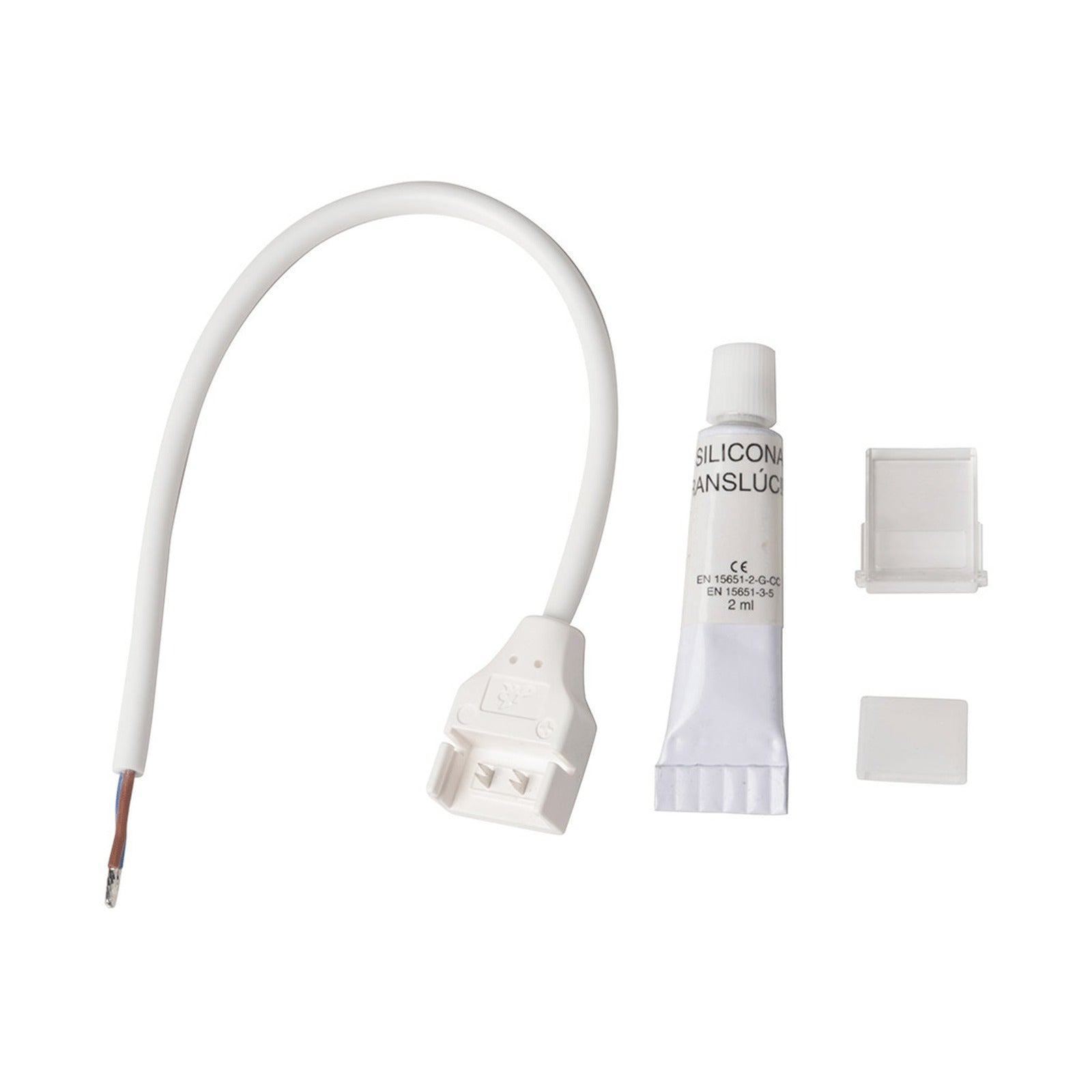 Kit de montaje para tira LED directa Alverlamp LTD220ACK, con conector inicial, cable, tapa final y tubo de silicona - referencia LTD220ACK