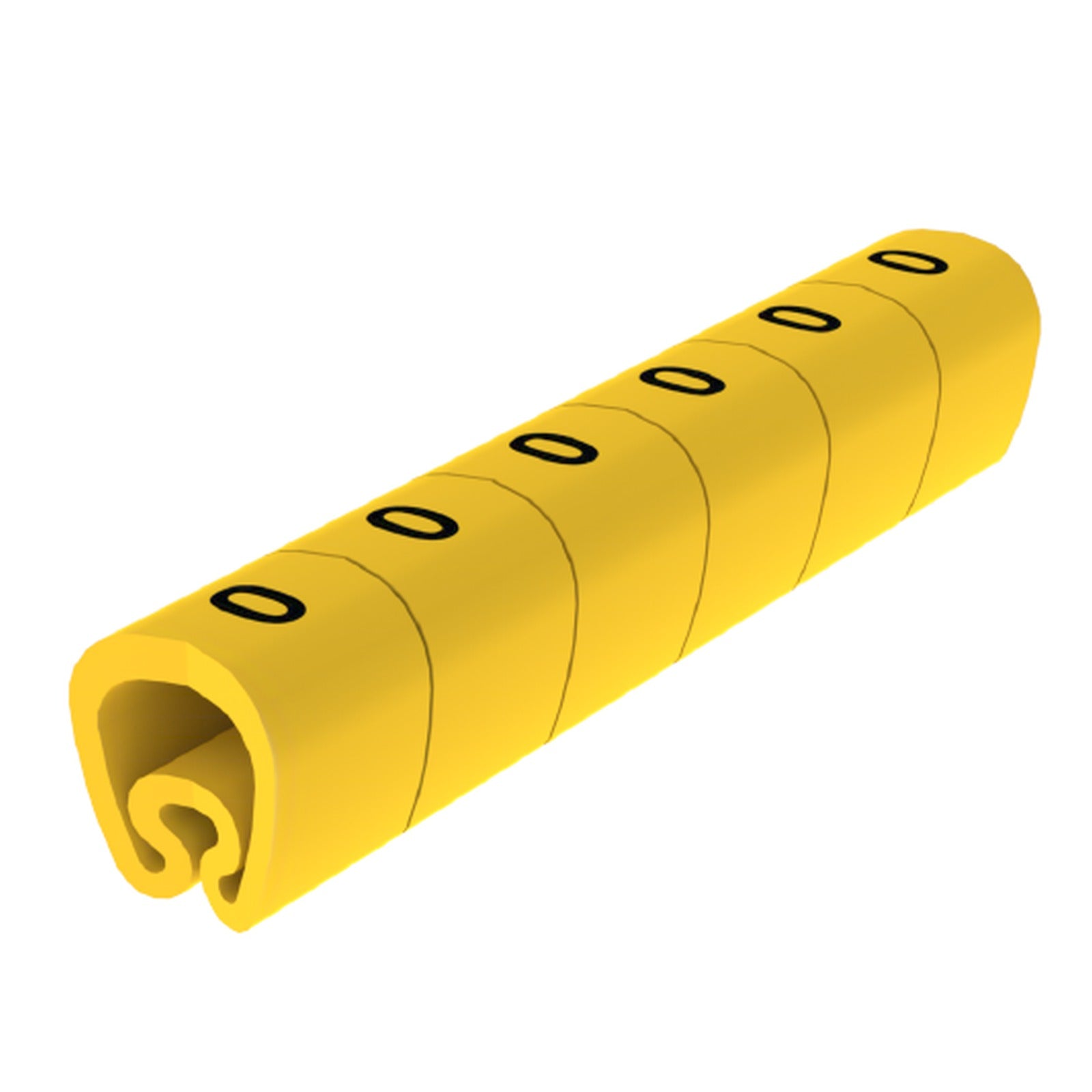 Señalizador precortado con número 0 para cables de Ø 2–5 mm Unex, PVC plastificado amarillo - referencia 18110
