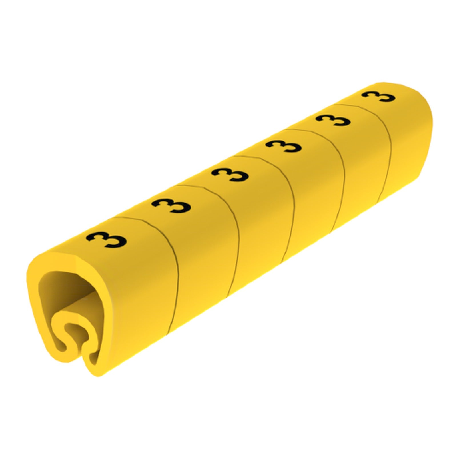 Señalizador precortado con número 3 para cables de Ø 2–5 mm Unex, PVC plastificado amarillo - referencia 18113