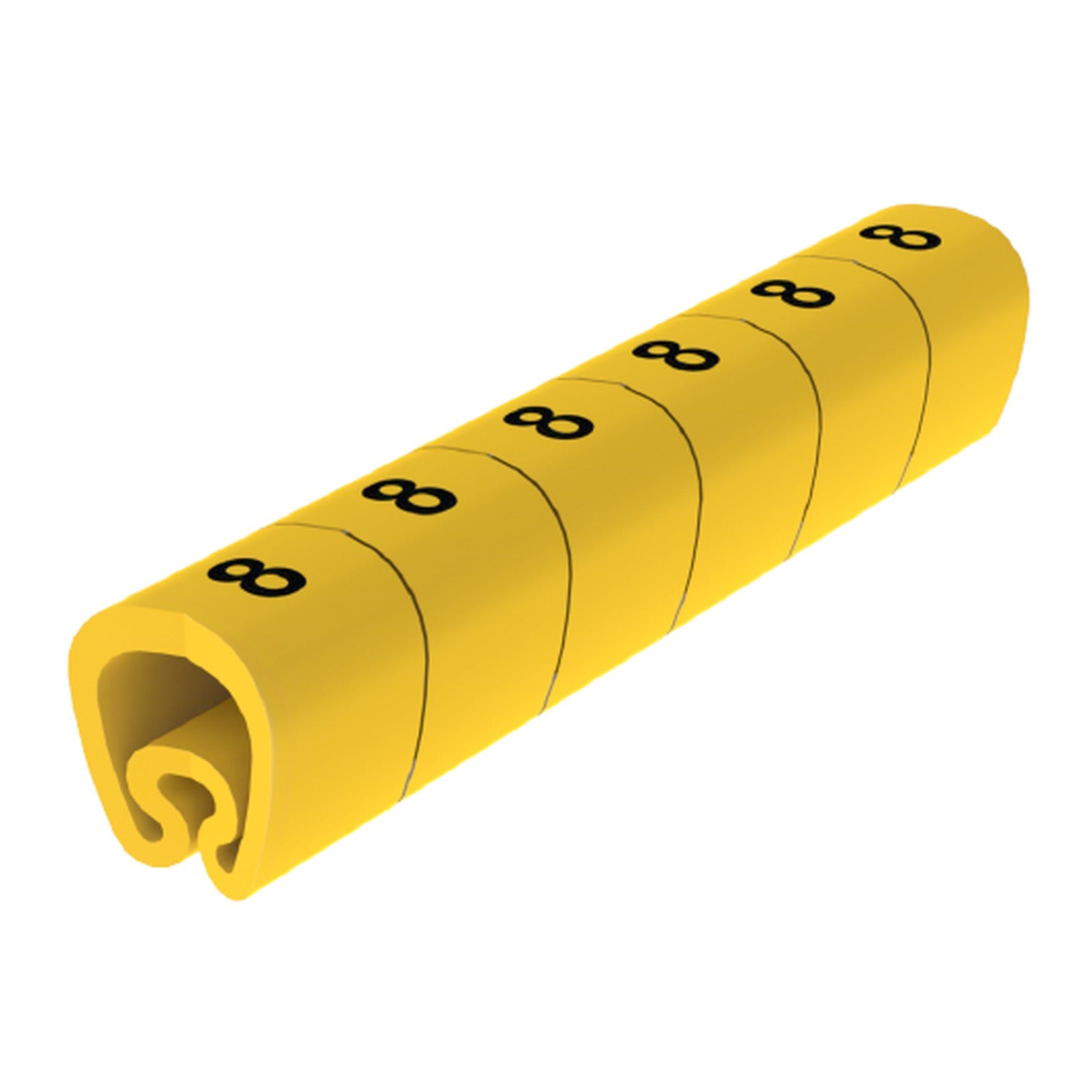 Señalizador precortado con número 8 para cables de Ø 2–5 mm Unex, PVC plastificado amarillo - referencia 18118