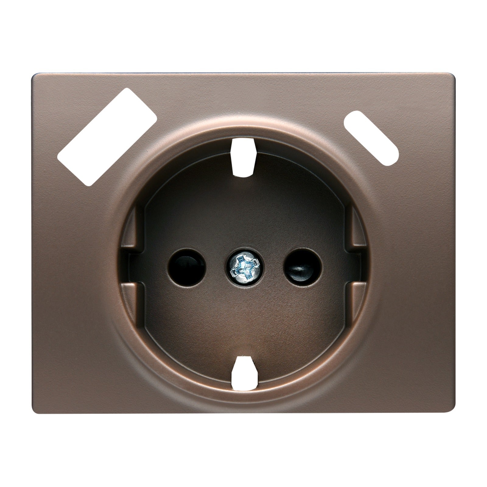Tapa para base Schuko con cargador USB-A y USB-C BJC Iris Plus, chocolate - referencia 18724-USBC-CH