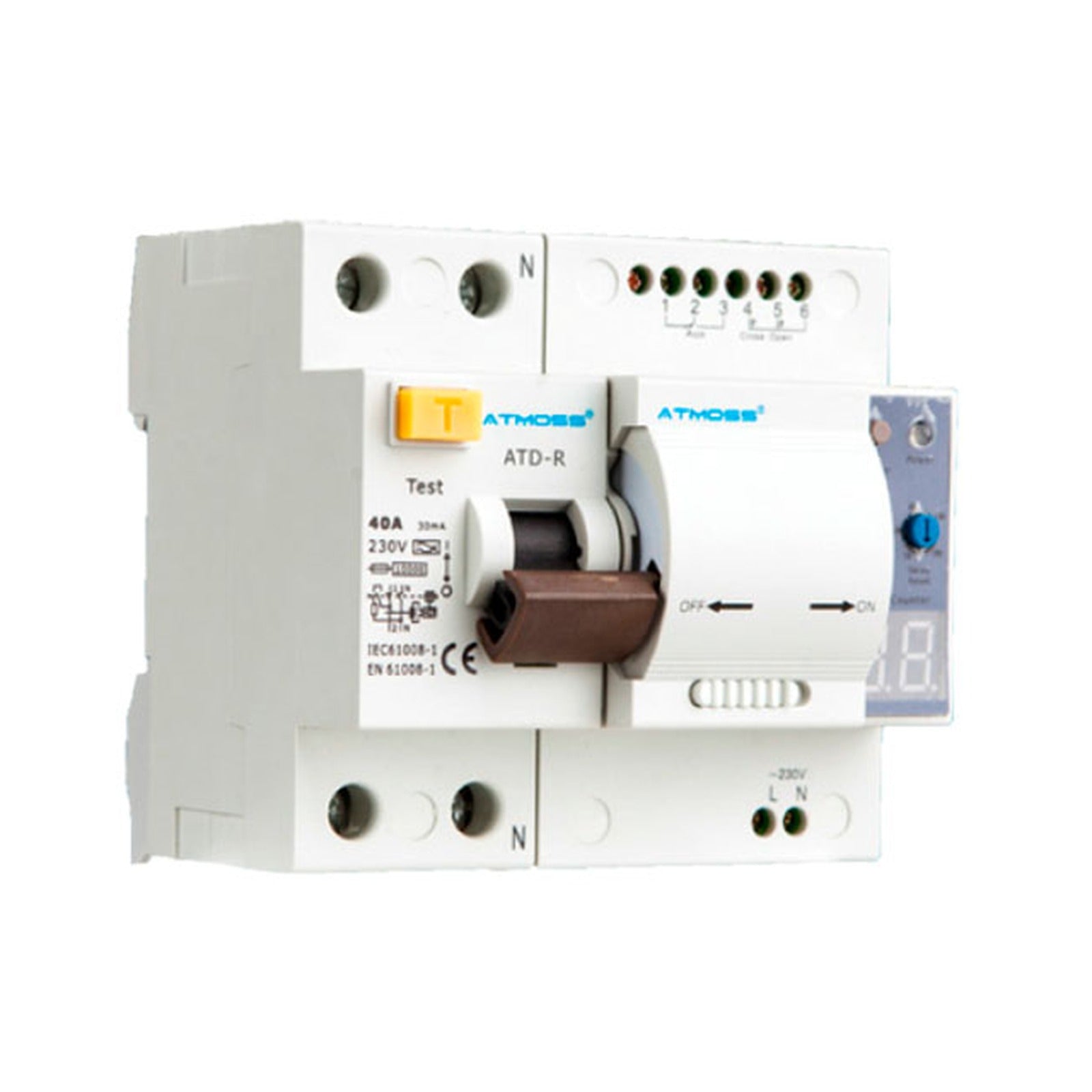 Interruptor diferencial Rearmable 4P 10 kA tipo AC 40 A 300 mA Atmoss 100-DIF028 - referencia 100-DIF028