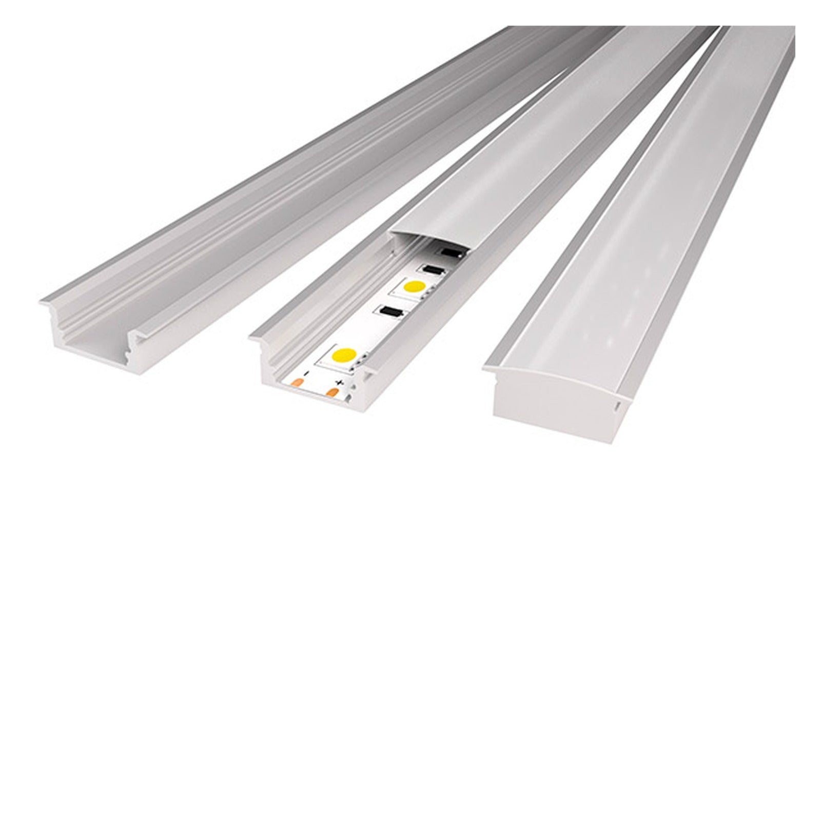 Perfil de aluminio empotrable para tira LED con difusor opal, 23 × 8 mm, 2 m, Atmoss ACLED-021 - referencia ACLED-021