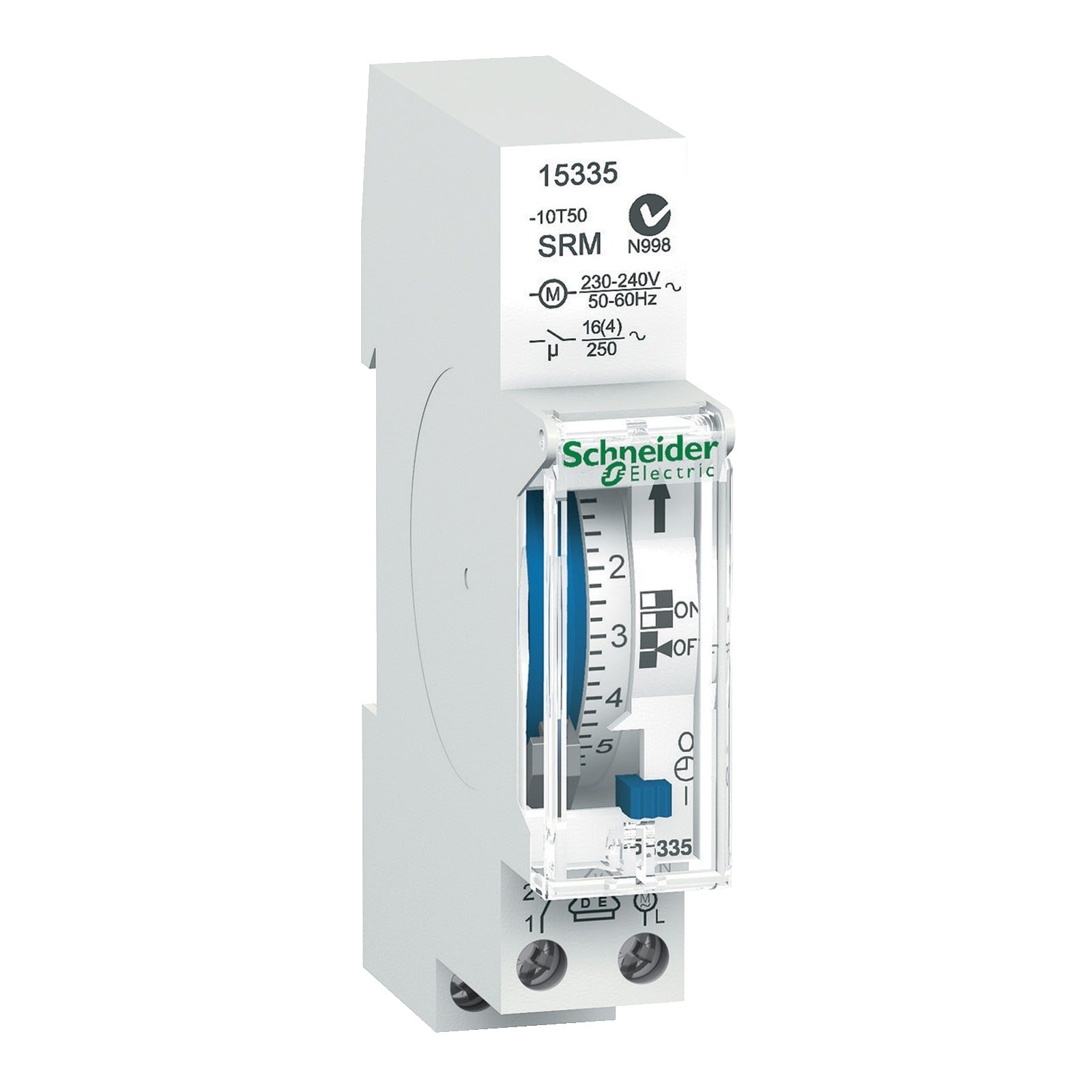 Interruptor horario diario analógico Schneider Electric Acti9 IH, 1 módulo, 1 canal, 16 A, 15335 - referencia 15335
