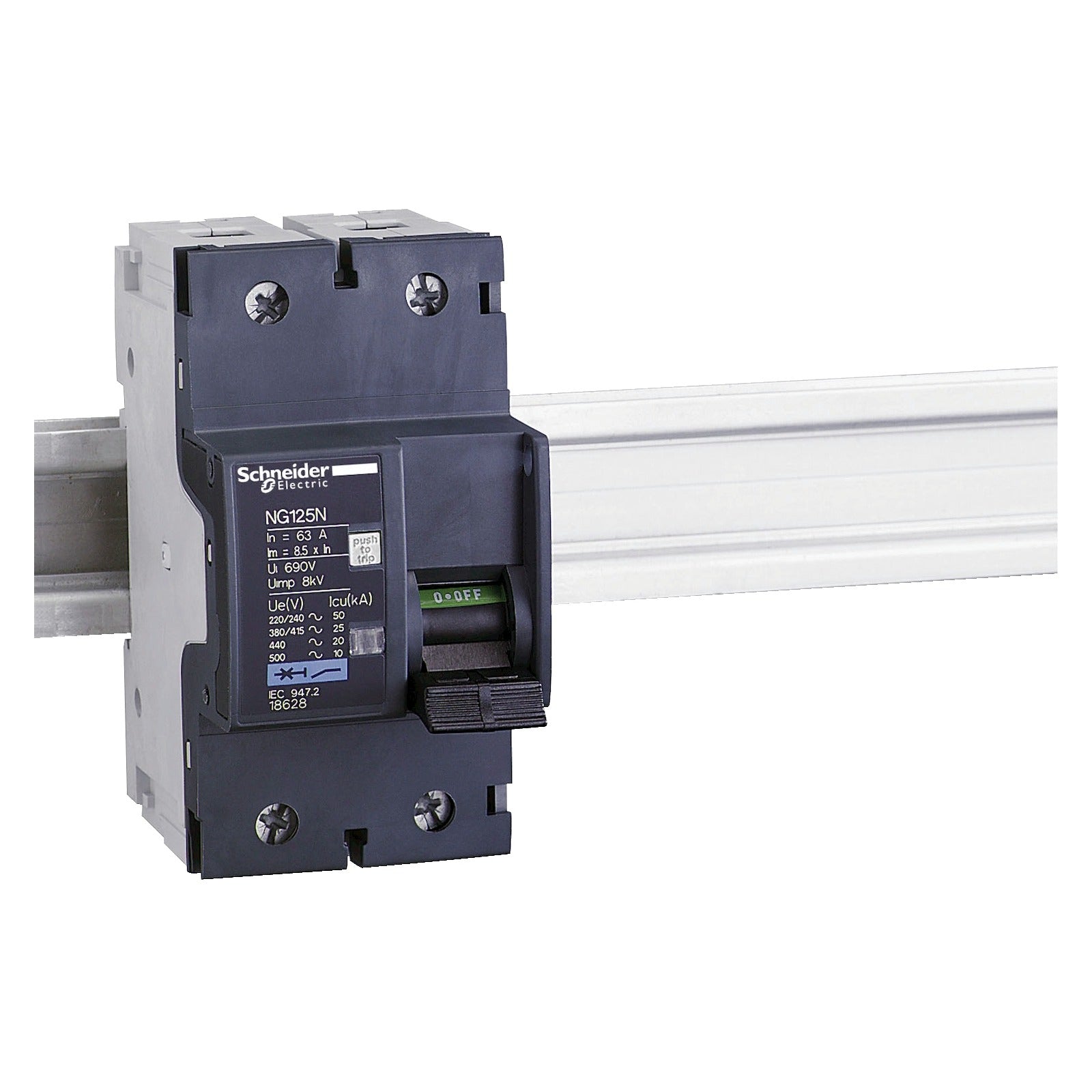 Interruptor magnetotérmico Schneider Electric Acti9 NG125N, 2P, 50 A, curva C, 25 kA, 18627 - referencia 18627