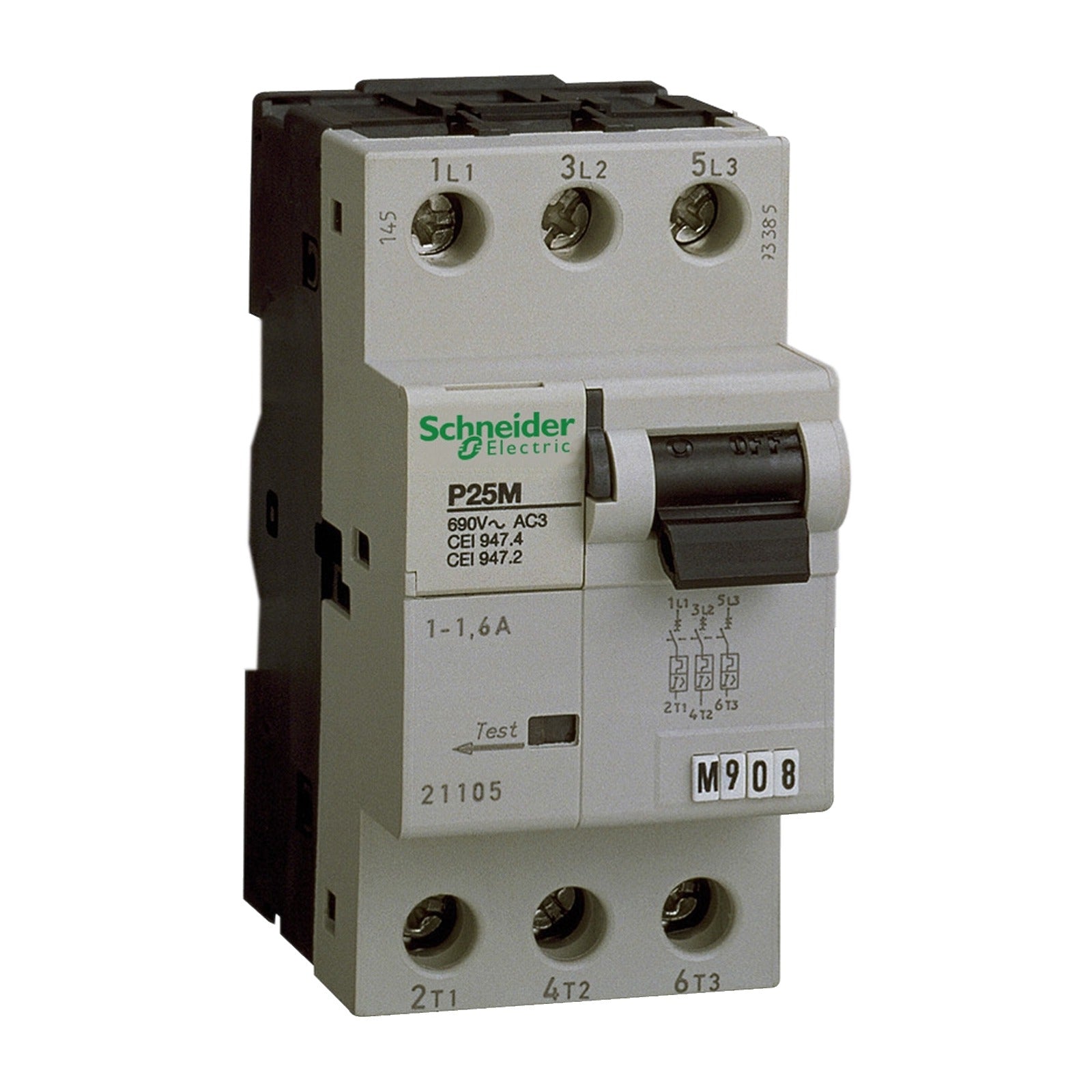 Guardamotor magnetotérmico Schneider Electric P25M, 3P, 4 A, 21107 - referencia 21107