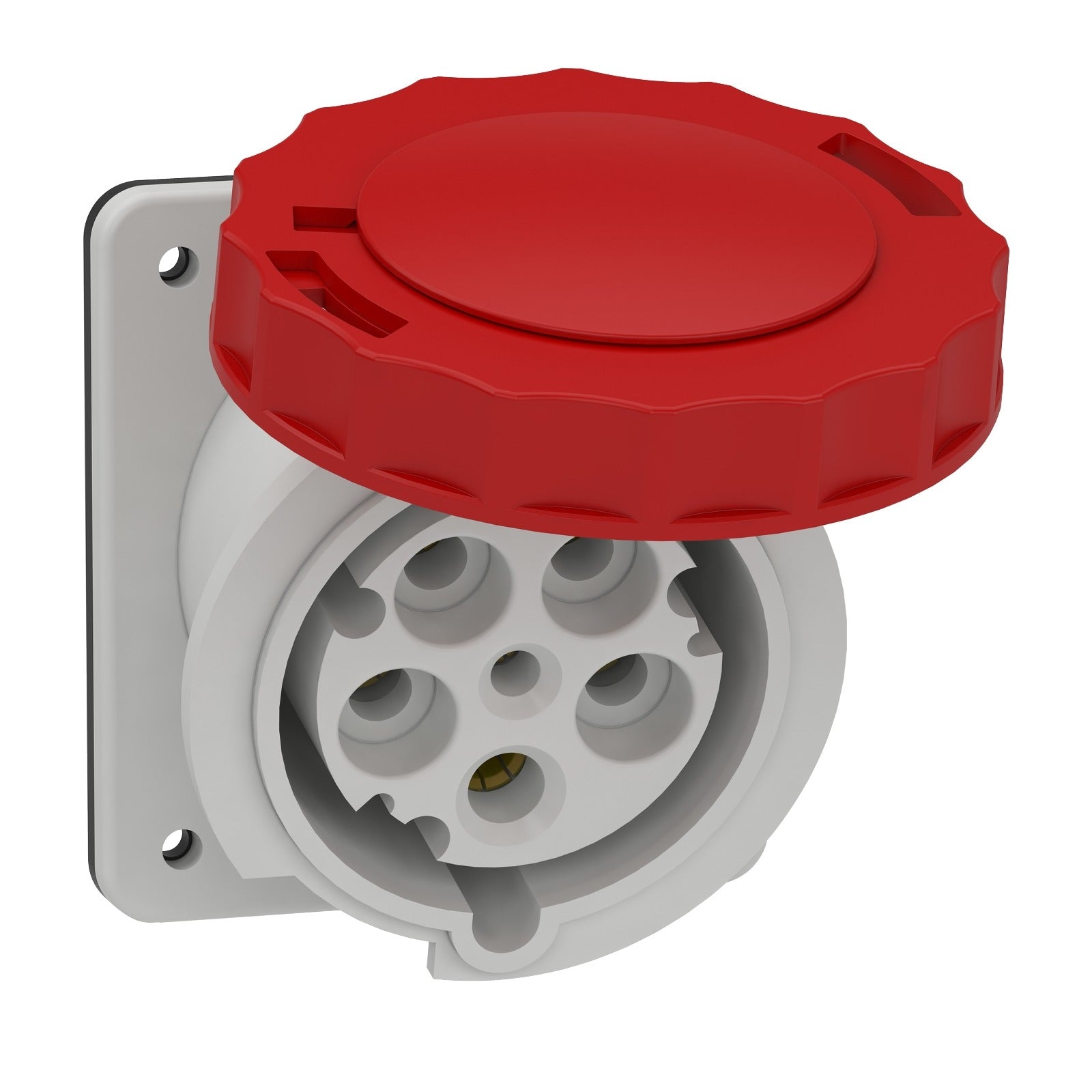 Toma industrial empotrable inclinada Schneider Electric PratiKa, 3P+N+T, 63 A, 380-415 V CA, IP67, 81283 - referencia 81283
