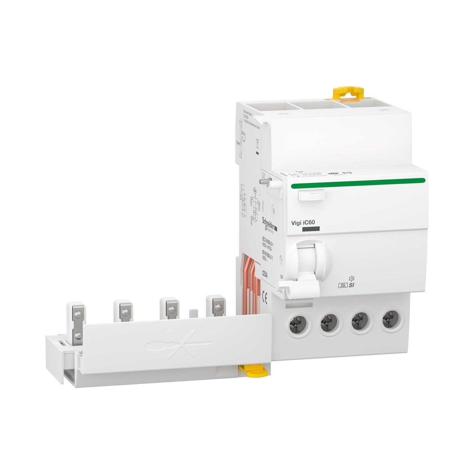 Bloque diferencial Schneider Electric Acti9 Quick Vigi iC60, 4P, 25 A, 30 mA, tipo A-SI, A9Q31425 - referencia A9Q31425