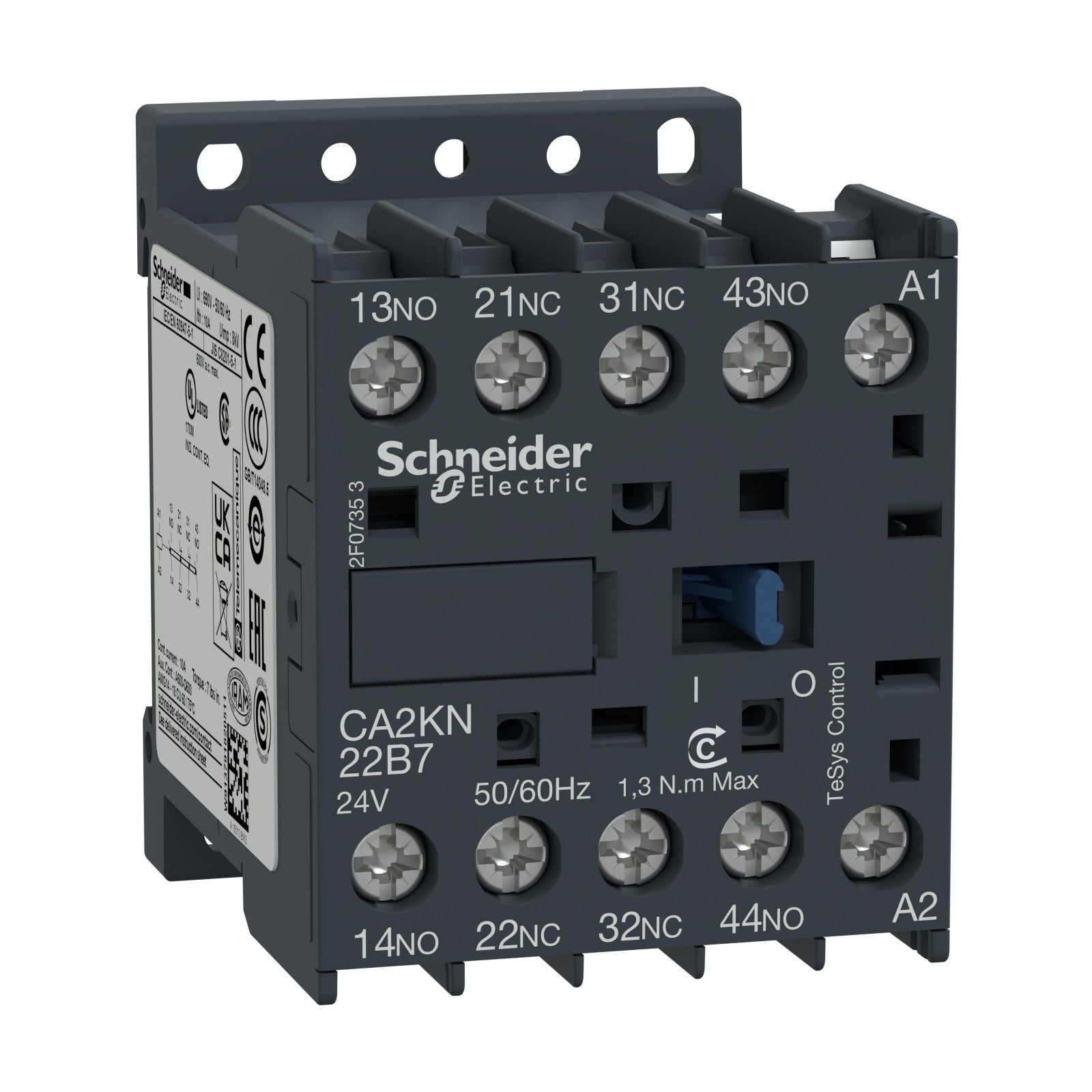 Contactor auxiliar Schneider Electric TeSys K, 2 NA + 2 NC, bobina de 24 V CA, CA2KN22B7 - referencia CA2KN22B7