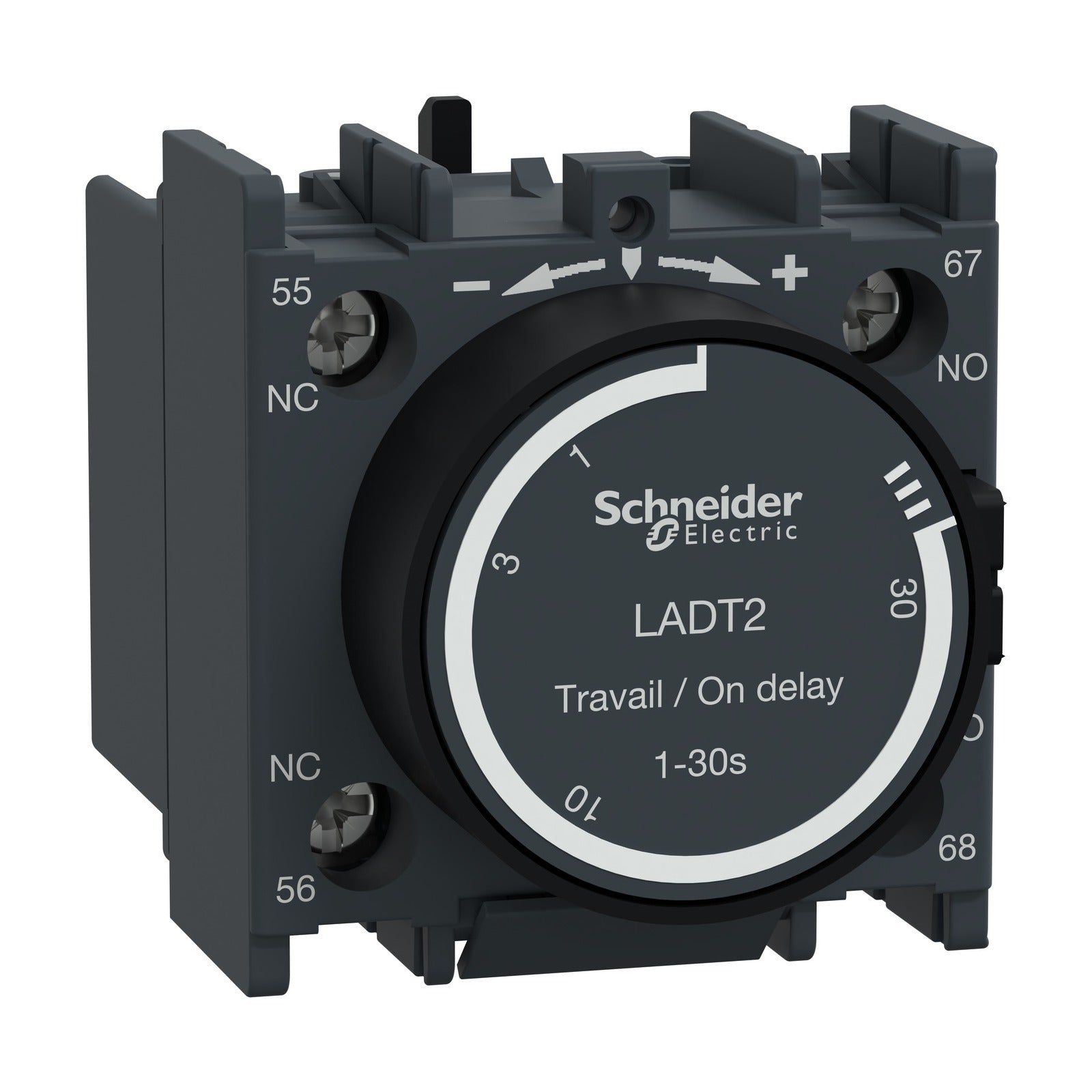 Bloque de contactos temporizados Schneider Electric TeSys Deca, 1 NA + 1 NC, retardo a la conexión 1-30 s, LADT2 - referencia LADT2