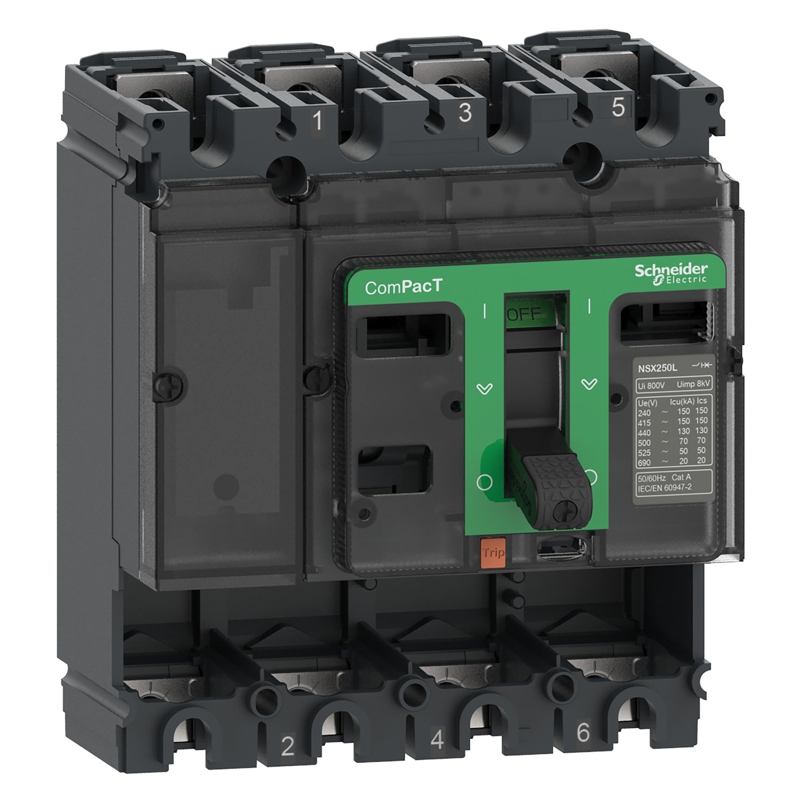 Bloque de corte Schneider Electric ComPacT NSX100F, 4P, 100 A, 36 kA, C10F4 - referencia C10F4