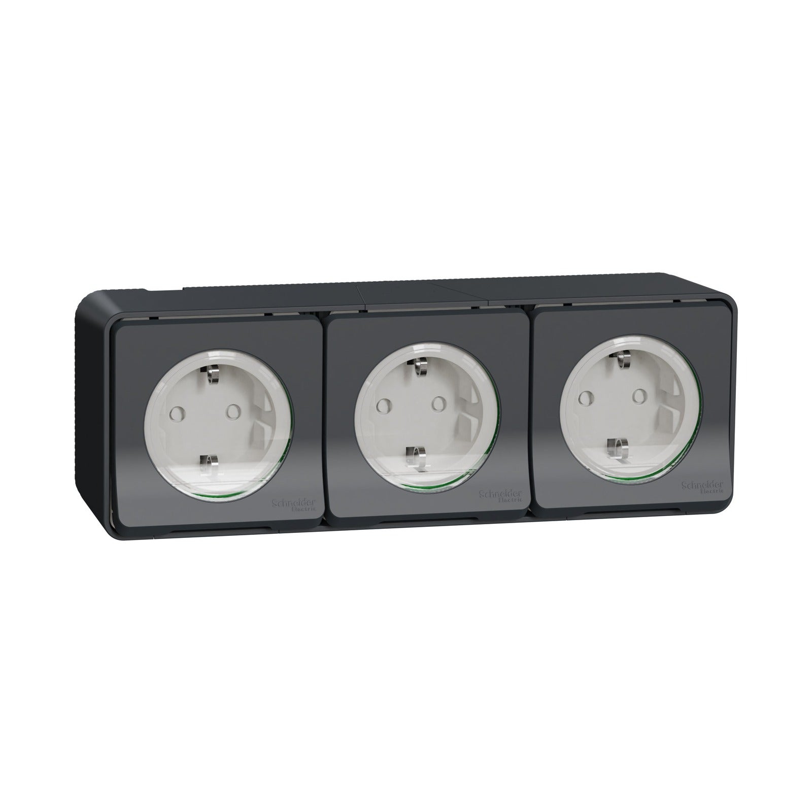 Base de enchufe triple de superficie Schneider Electric Mureva Styl, 2P+T, 16 A, IP55, gris, MUR36038 - referencia MUR36038