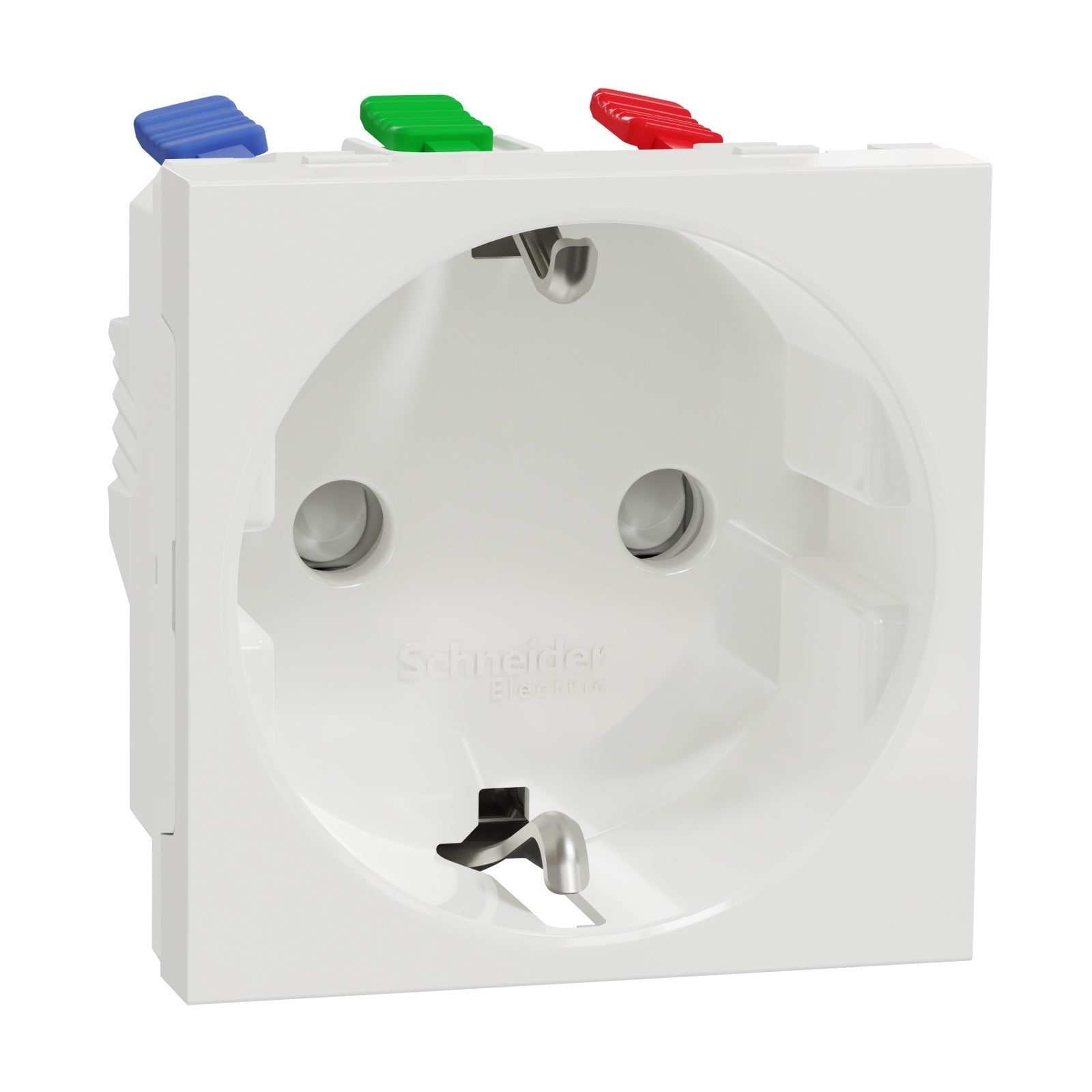 Base de enchufe Schuko Schneider Electric New Unica, 2P+T, 16 A, conexión rápida, blanco polar, NU305718 - referencia NU305718