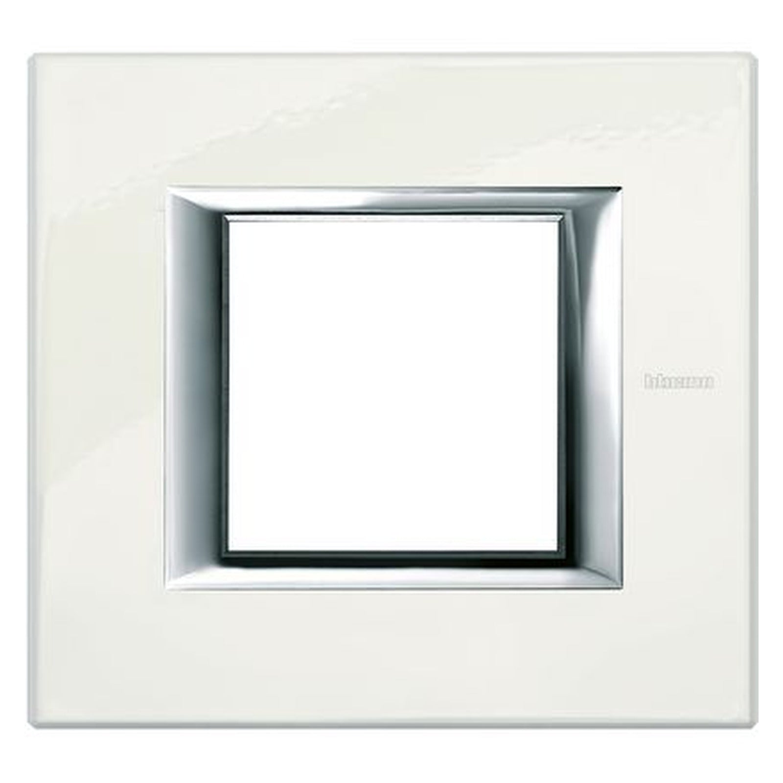 Placa BTicino Axolute de 2 módulos, metal blanco Limoges, HA4802BG - referencia HA4802BG