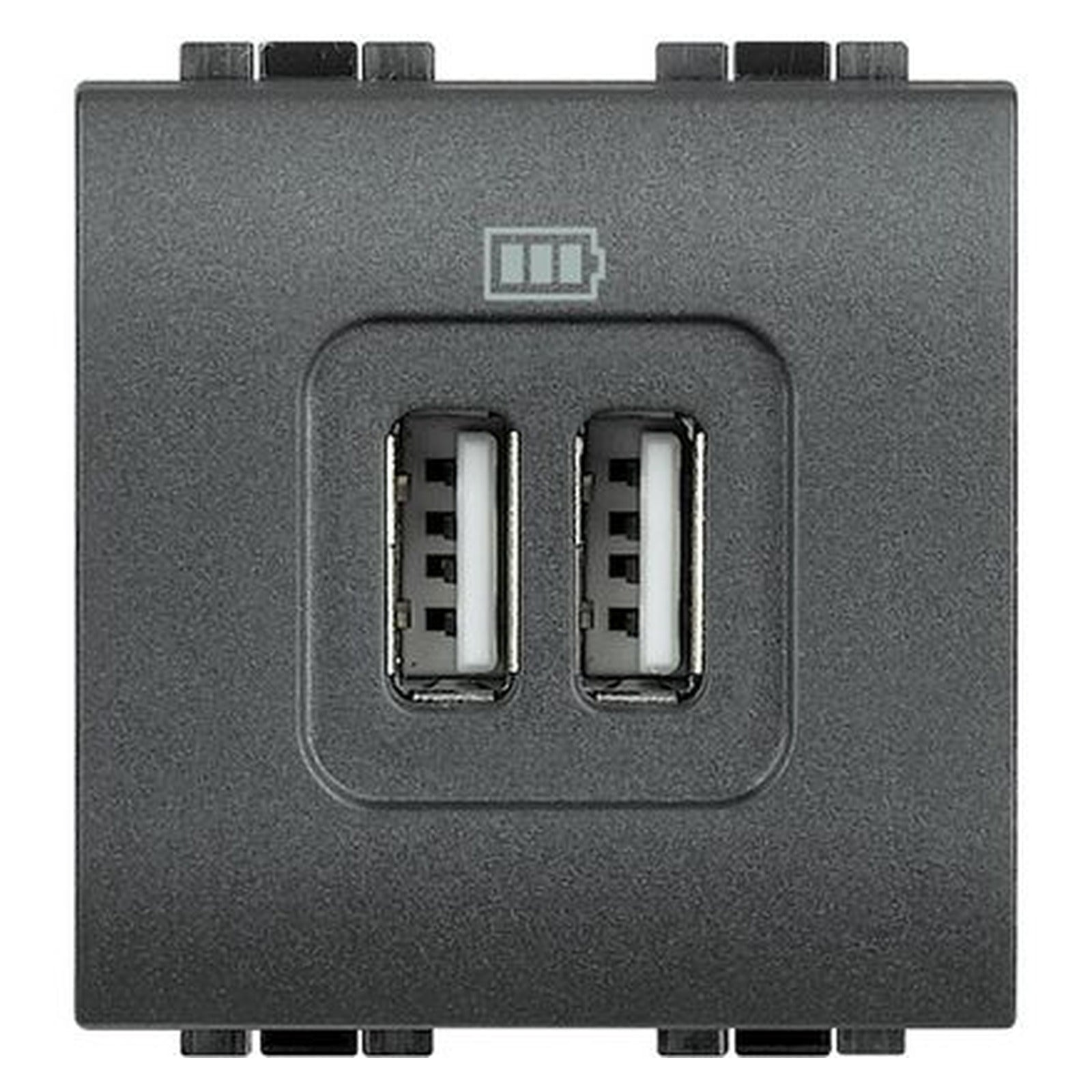 Cargador doble USB BTicino Livinglight, 5 V, antracita, L4285C2 - referencia L4285C2