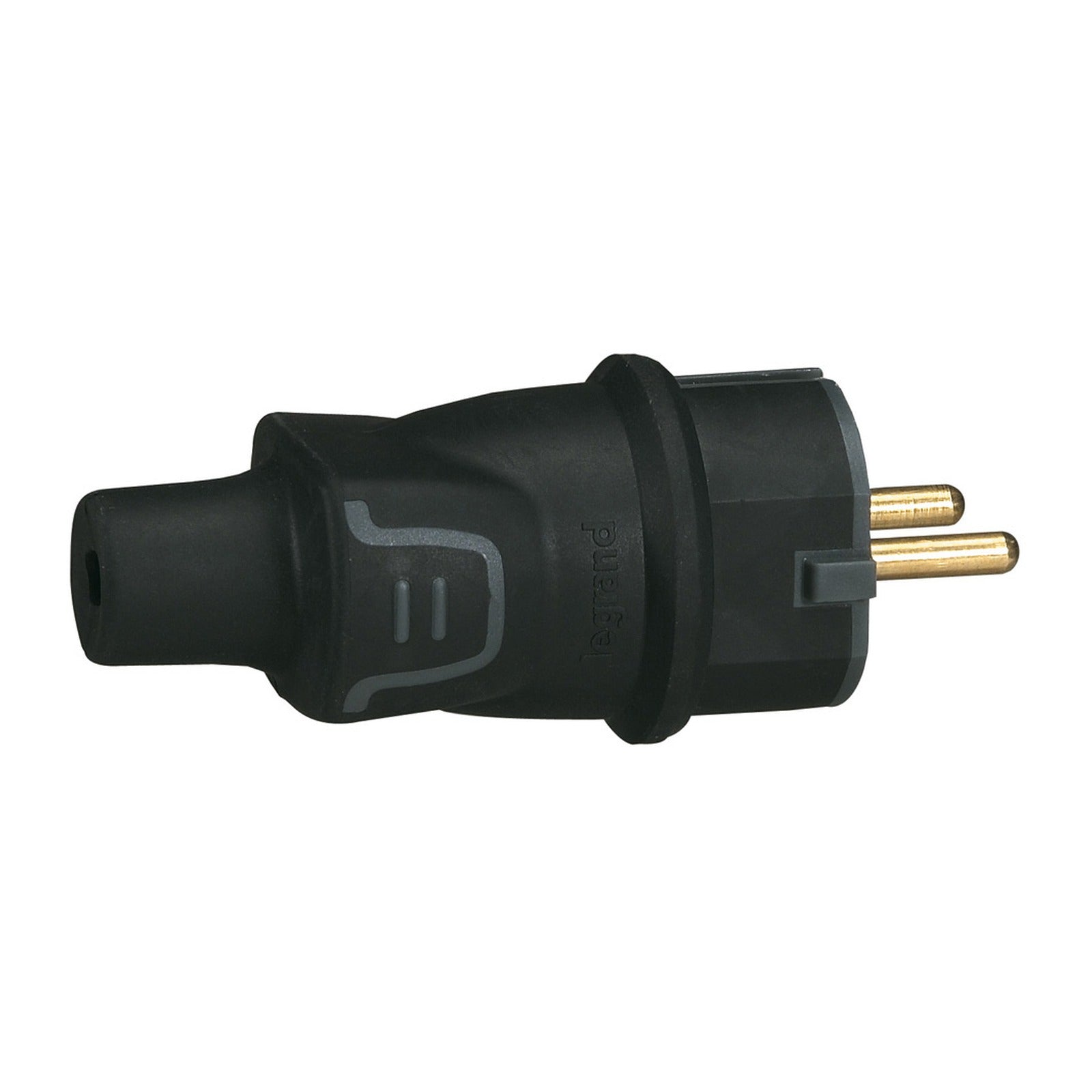Clavija Legrand 2P+T, 16 A, IP44, caucho negro, 050342 - referencia 050342