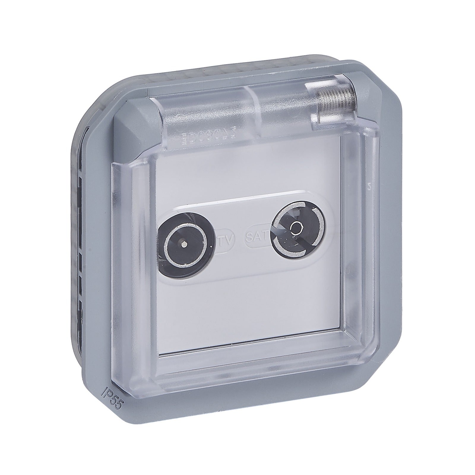 Toma TV/R-SAT única Legrand Plexo modular, 1,5 dB, 2400 MHz, gris, 069554L - referencia 069554L