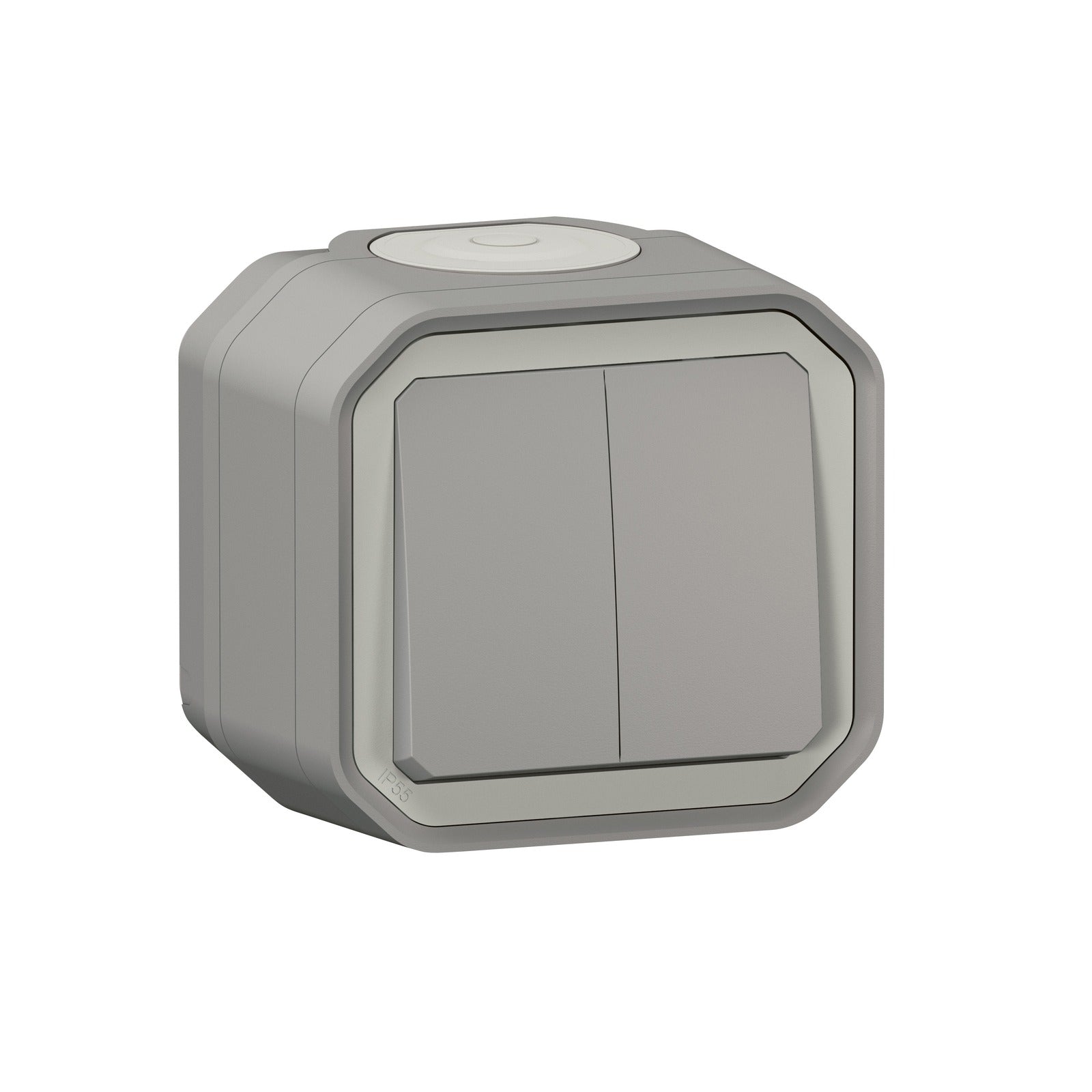 Conmutador doble Legrand Plexo monobloc de superficie, 10 AX, gris, 069715L - referencia 069715L