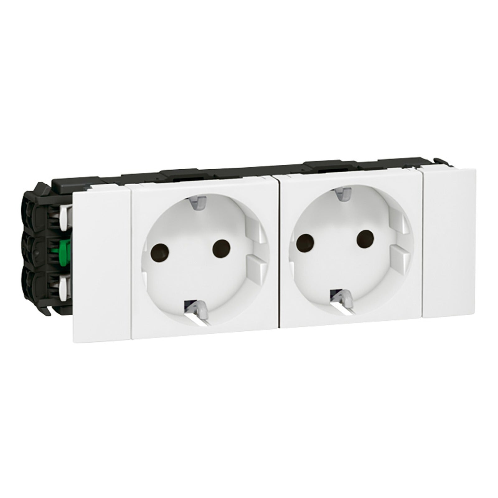 Base de corriente doble Legrand Mosaic para canalización, 2 × 2P+T, blanca, 077202 - referencia 077202