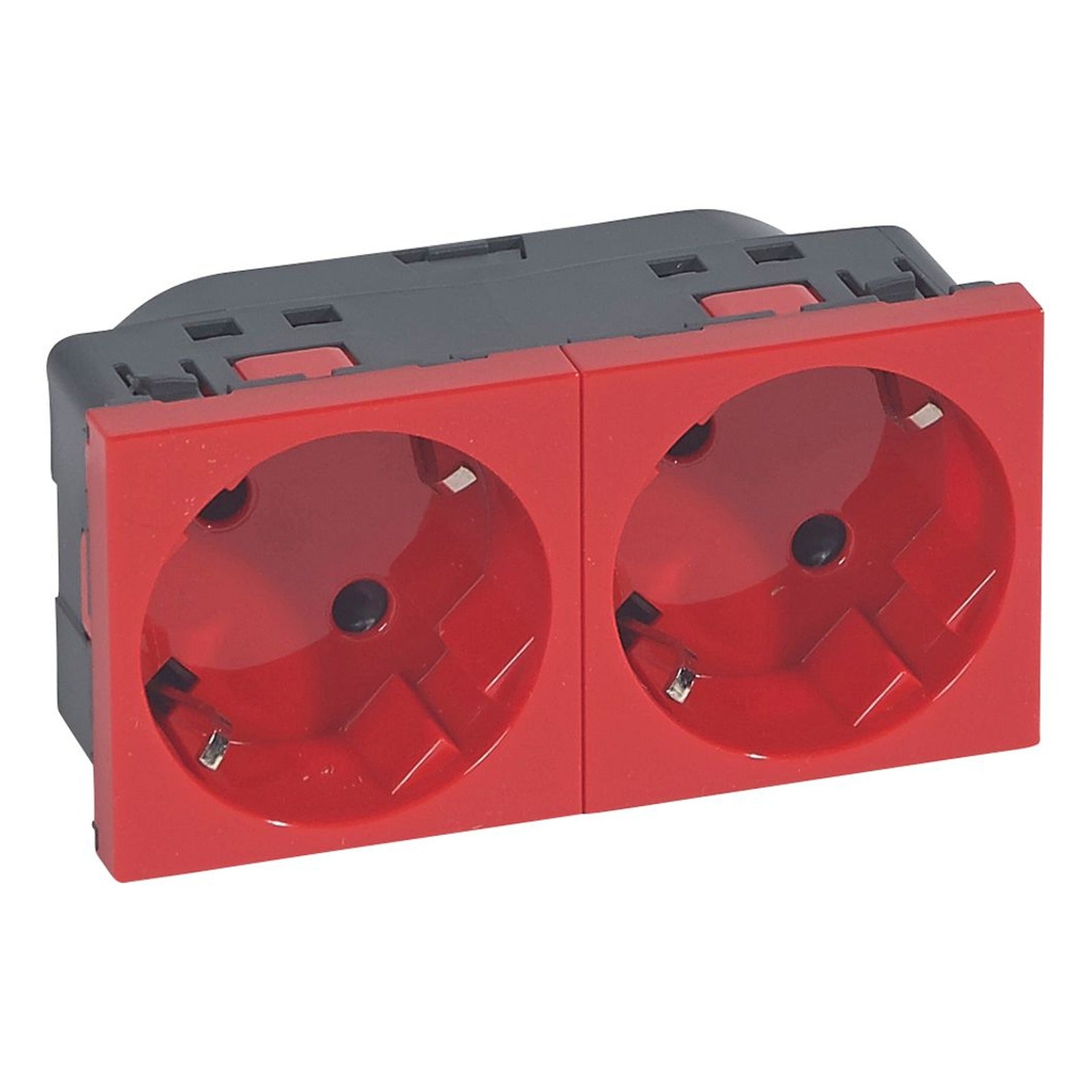 Base de corriente doble Legrand Mosaic, 2 × 2P+T, 4 módulos, conexión automática, roja, 077272 - referencia 077272