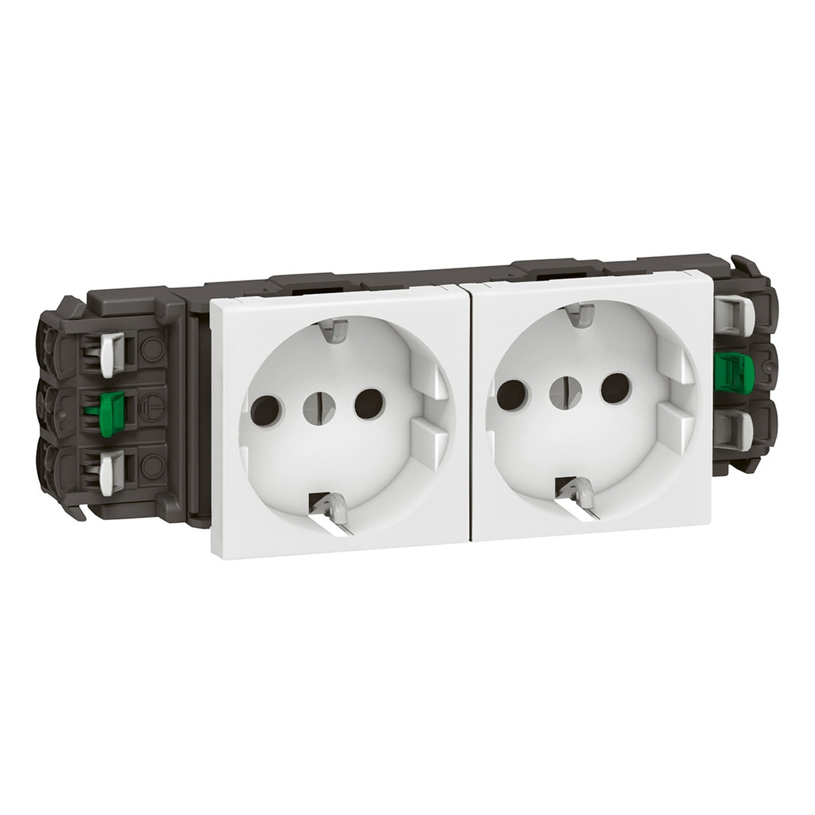 Base de corriente doble Legrand Mosaic para canal DLP, 2 × 2P+T, terminales automáticos, blanca, 077402 - referencia 077402