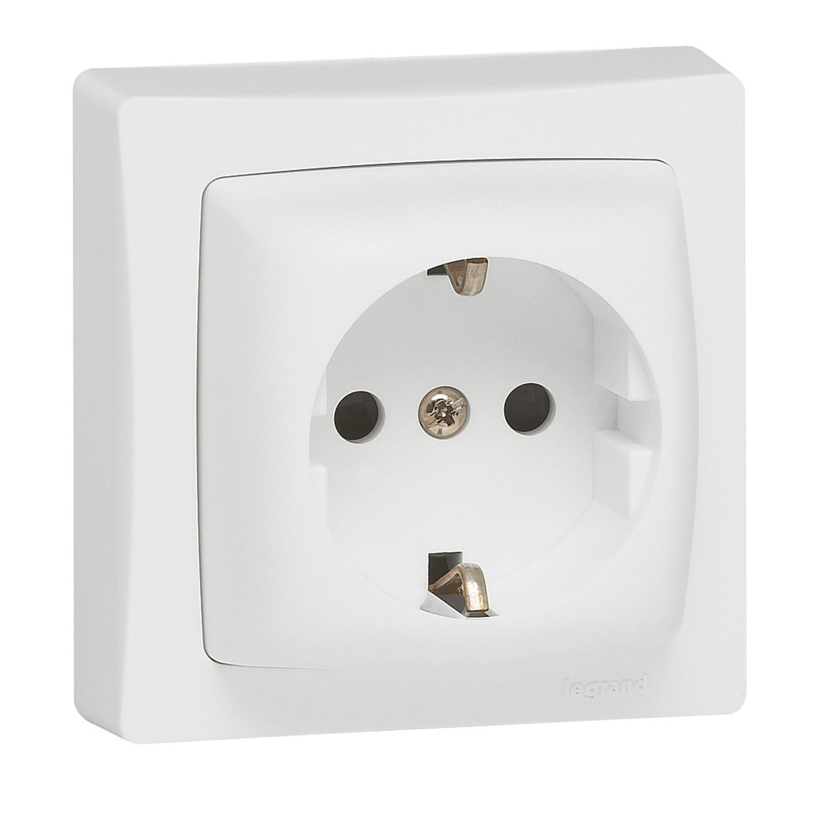Base de enchufe Legrand Oteo monobloc 2P+T, 16 A, 230 V, con obturador, blanca, 086031 - referencia 086031