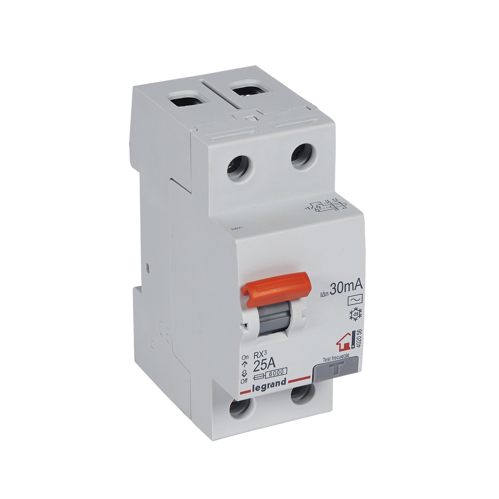 Interruptor diferencial Legrand RX³, 2P, 25 A, 30 mA, tipo AC, 402056 - referencia 402056