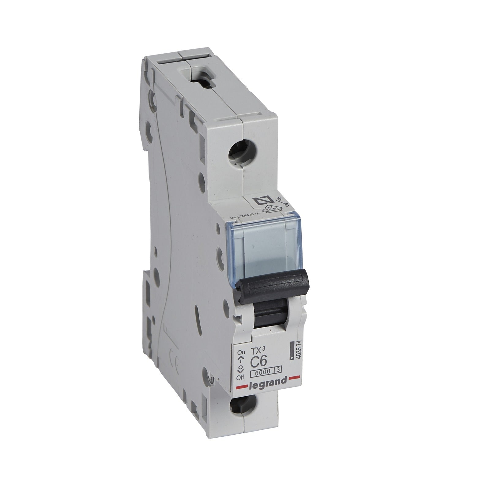 Interruptor magnetotérmico Legrand TX³, 1P, 6 A, curva C, 6 kA, 1 módulo, 403574 - referencia 403574