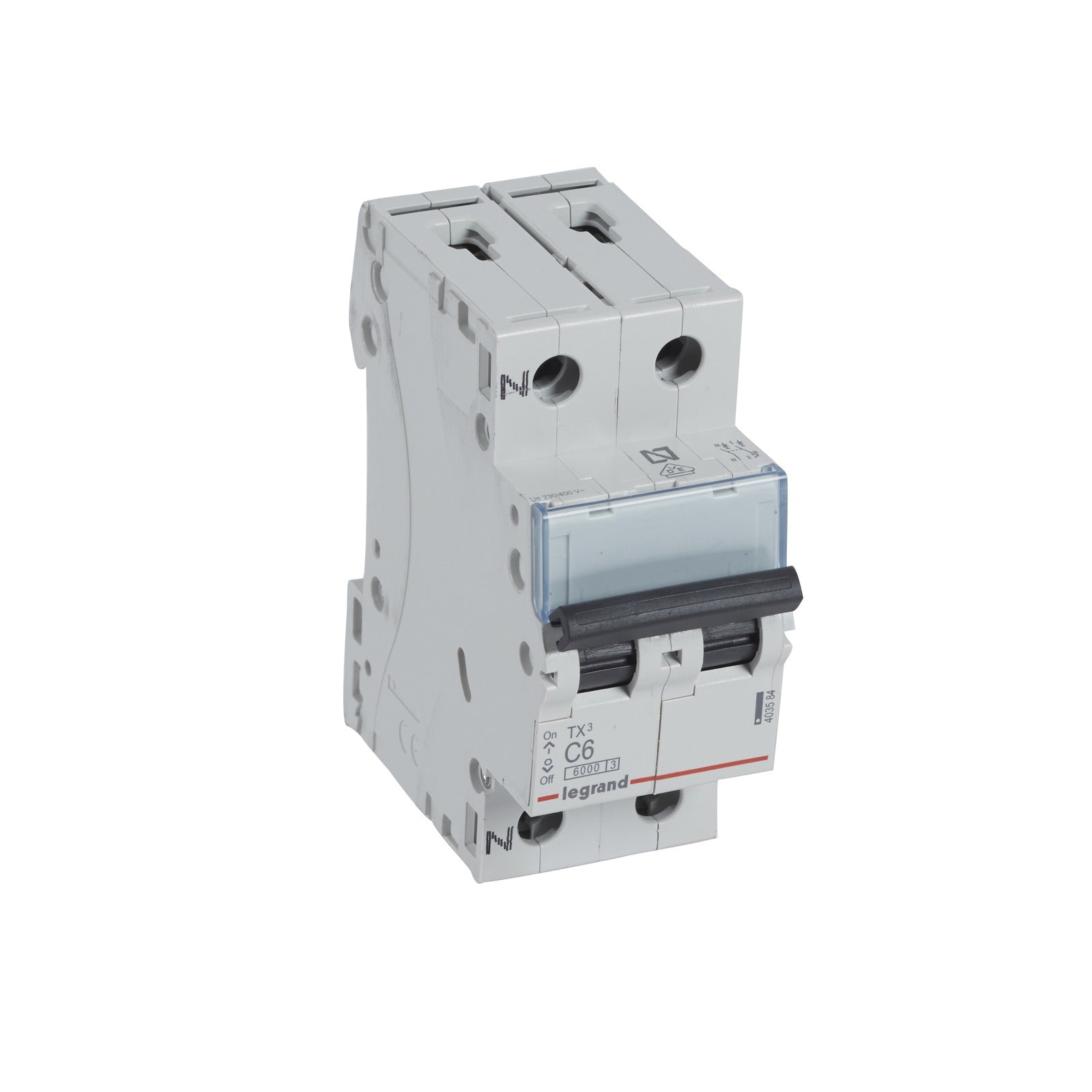 Interruptor magnetotérmico Legrand TX³, 1P+N, 6 A, curva C, 6 kA, 2 módulos, 403584 - referencia 403584