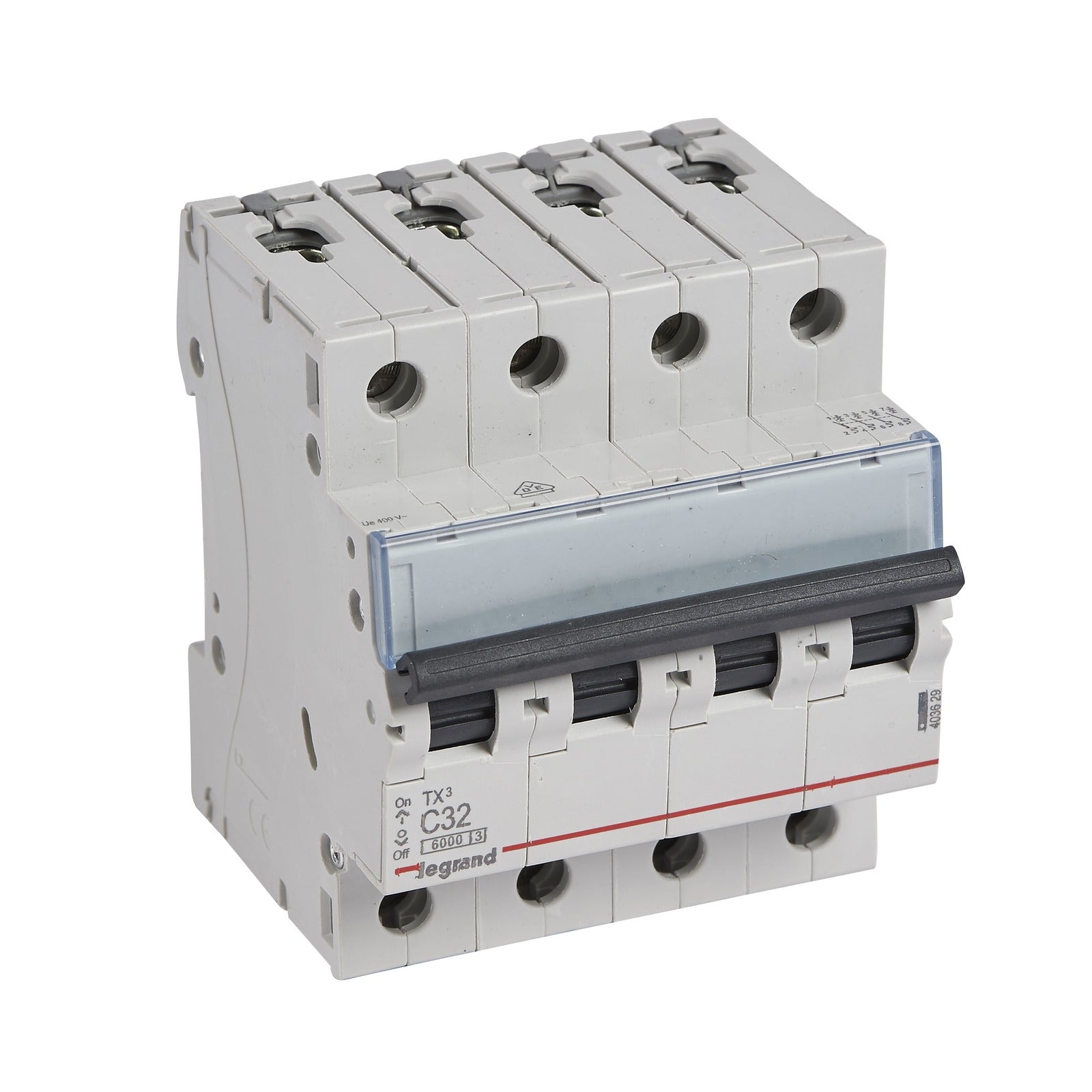 Interruptor magnetotérmico Legrand TX³, 4P, 32 A, curva C, 6 kA, 4 módulos, 403629 - referencia 403629