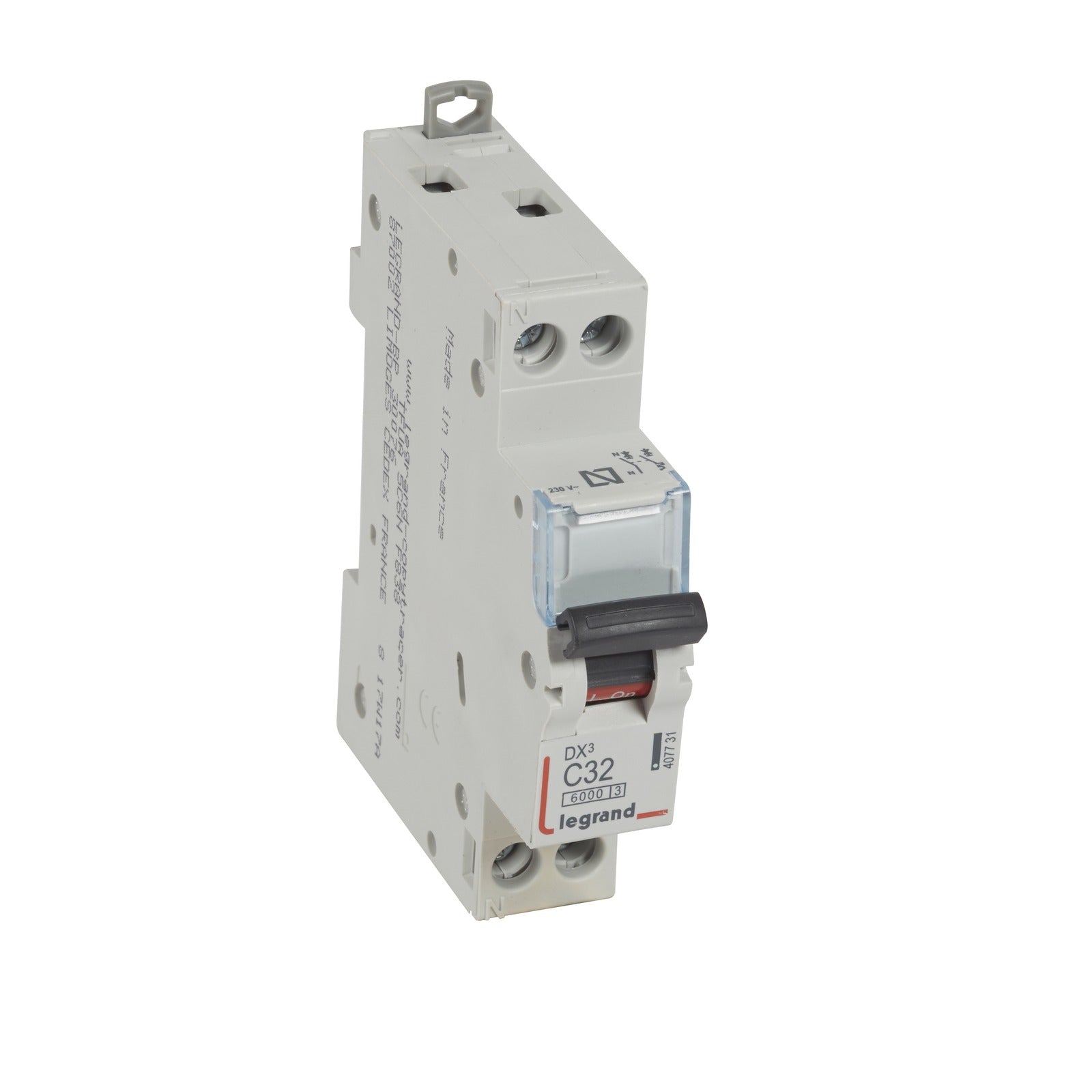 Interruptor magnetotérmico Legrand DX³, 1P+N, 32 A, curva C, 6/10 kA, 1 módulo, 407731 - referencia 407731