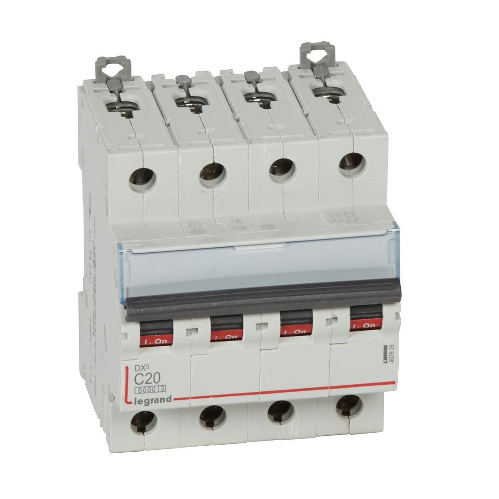 Interruptor magnetotérmico Legrand DX³, 4P, 20 A, curva C, 6/10 kA, 407929 - referencia 407929