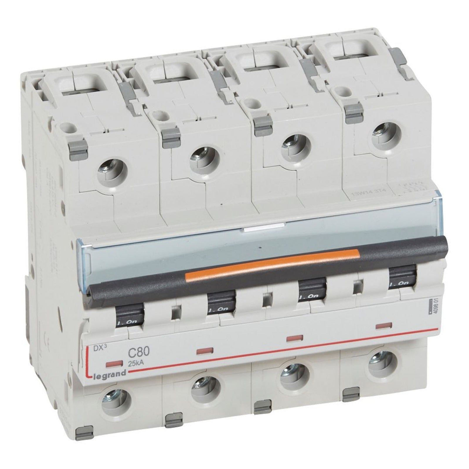 Interruptor magnetotérmico Legrand DX³, 4P, 80 A, curva C, 25 kA, 409801 - referencia 409801