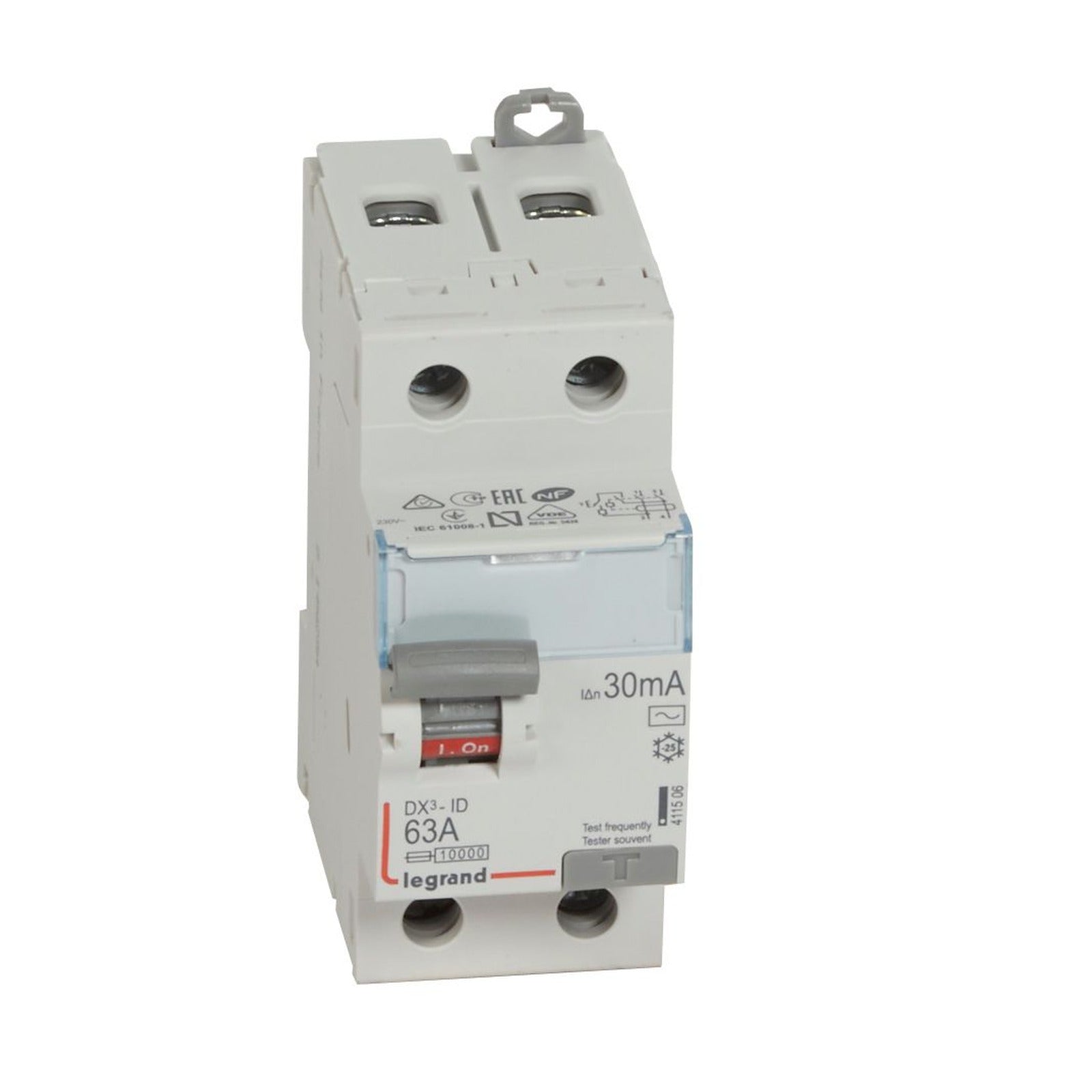 Interruptor diferencial Legrand DX³, 2P, 63 A, 30 mA, tipo AC, 2 módulos, 411506 - referencia 411506