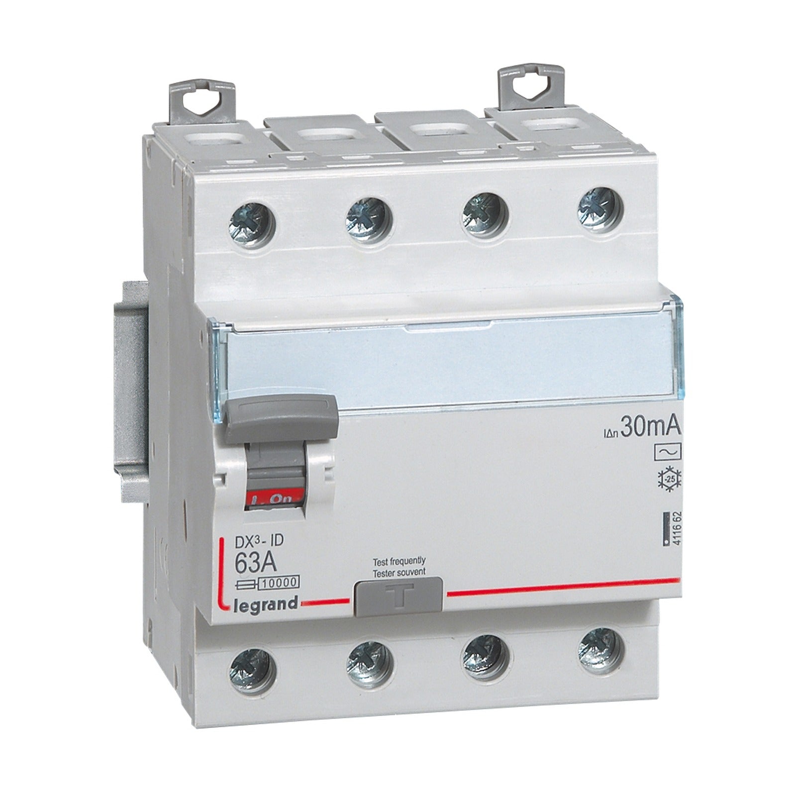 Interruptor diferencial Legrand DX³, 4P, 63 A, 30 mA, tipo AC, 4 módulos, 411662 - referencia 411662