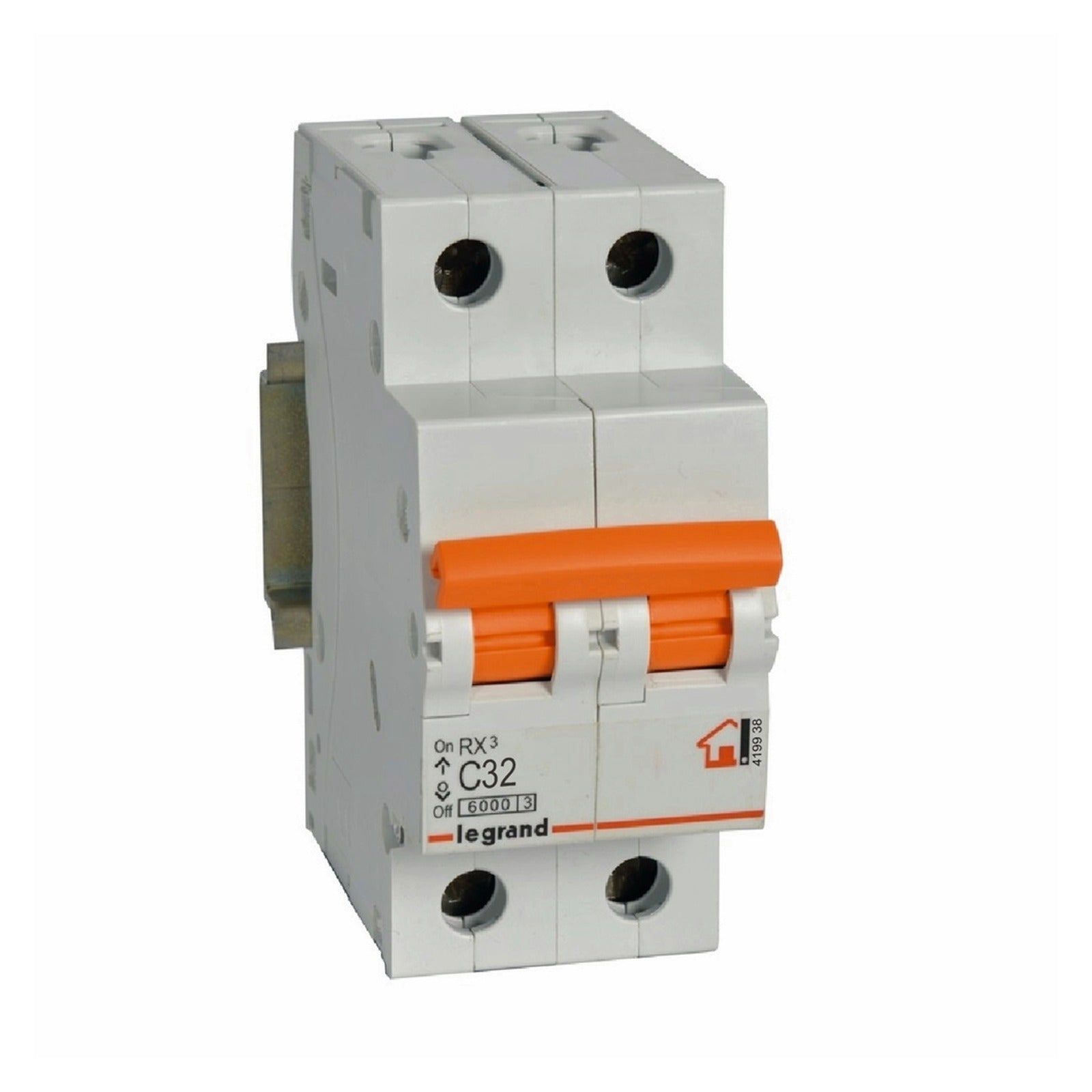 Interruptor magnetotérmico Legrand RX³, 2P, 32 A, curva C, 6 kA, 419938 - referencia 419938