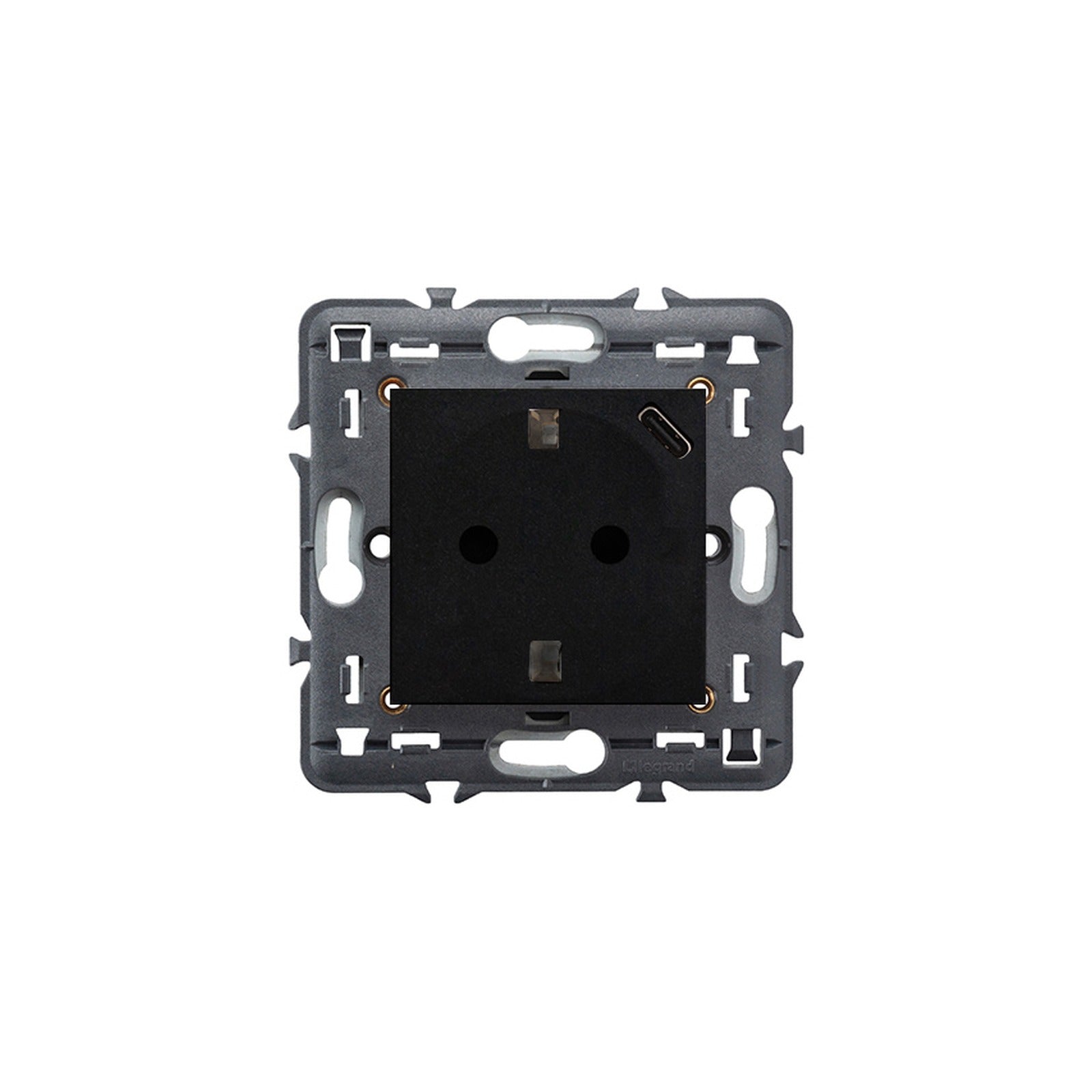 Base de enchufe 2P+T con cargador USB Legrand Valena Next, precableada, dark, 741434 - referencia 741434